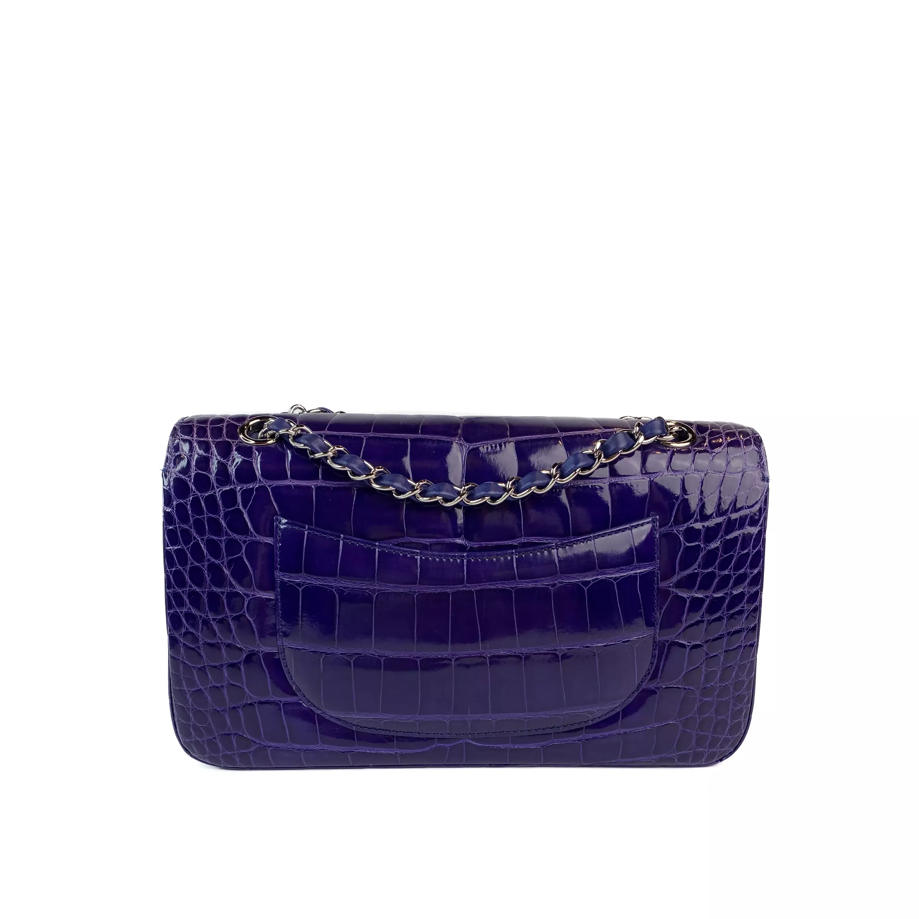 Chanel Timless Medium Double Flap in Purple Alligator SHW 3