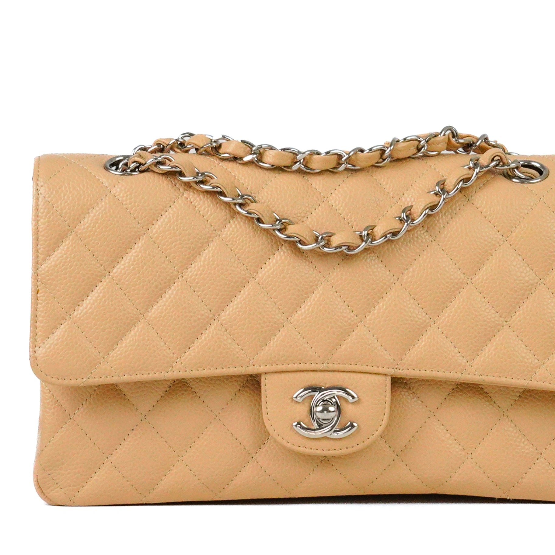 Chanel Timeless Classic in Beige Caviar Leather SHW