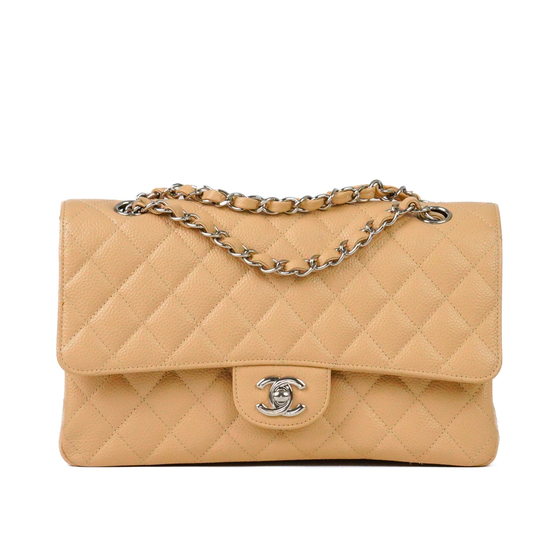 Chanel Timeless Classic in Beige Caviar Leather SHW