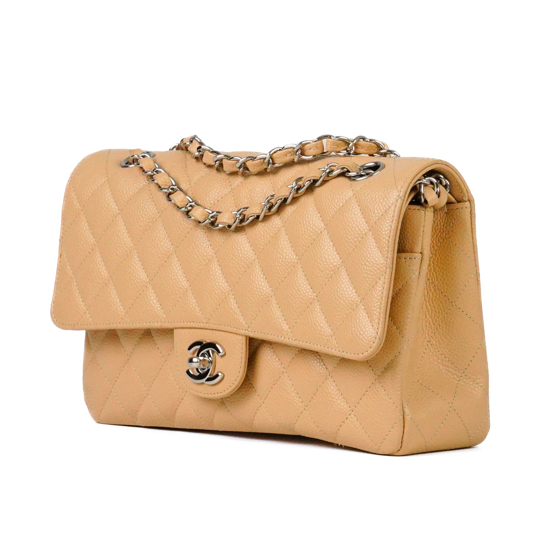 Chanel Timeless Classic in Beige Caviar Leather SHW