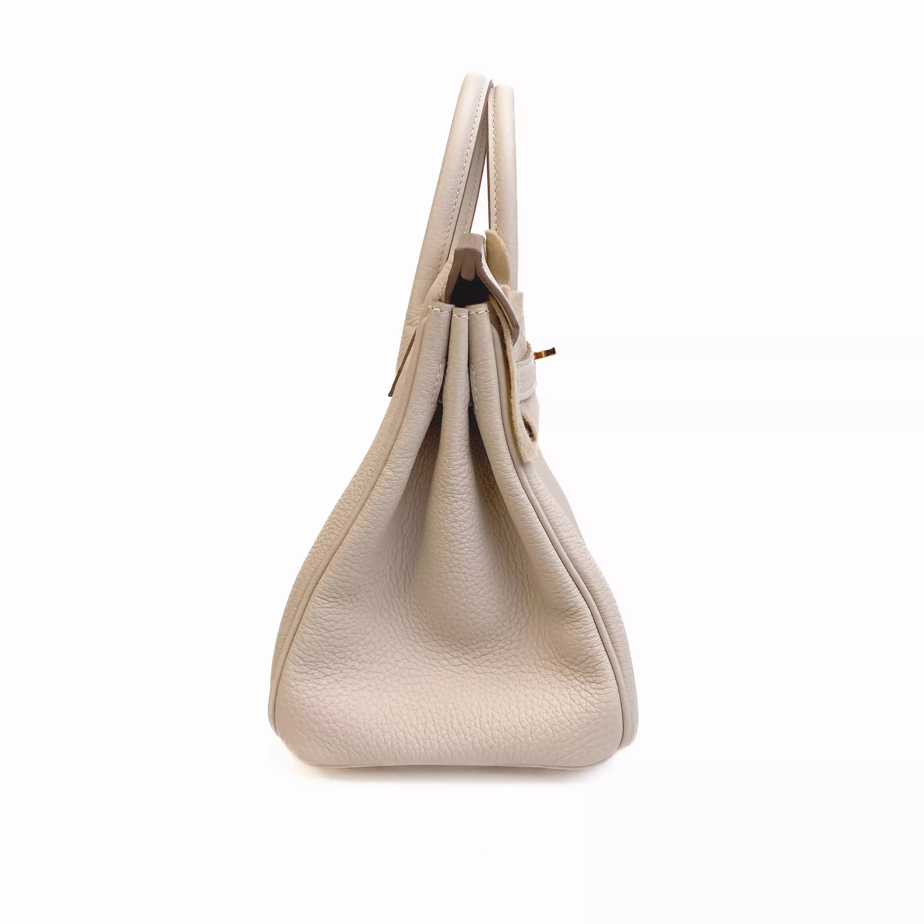 Hermès Birkin 25 Togo Leather Beige Gold Hardware Left Side