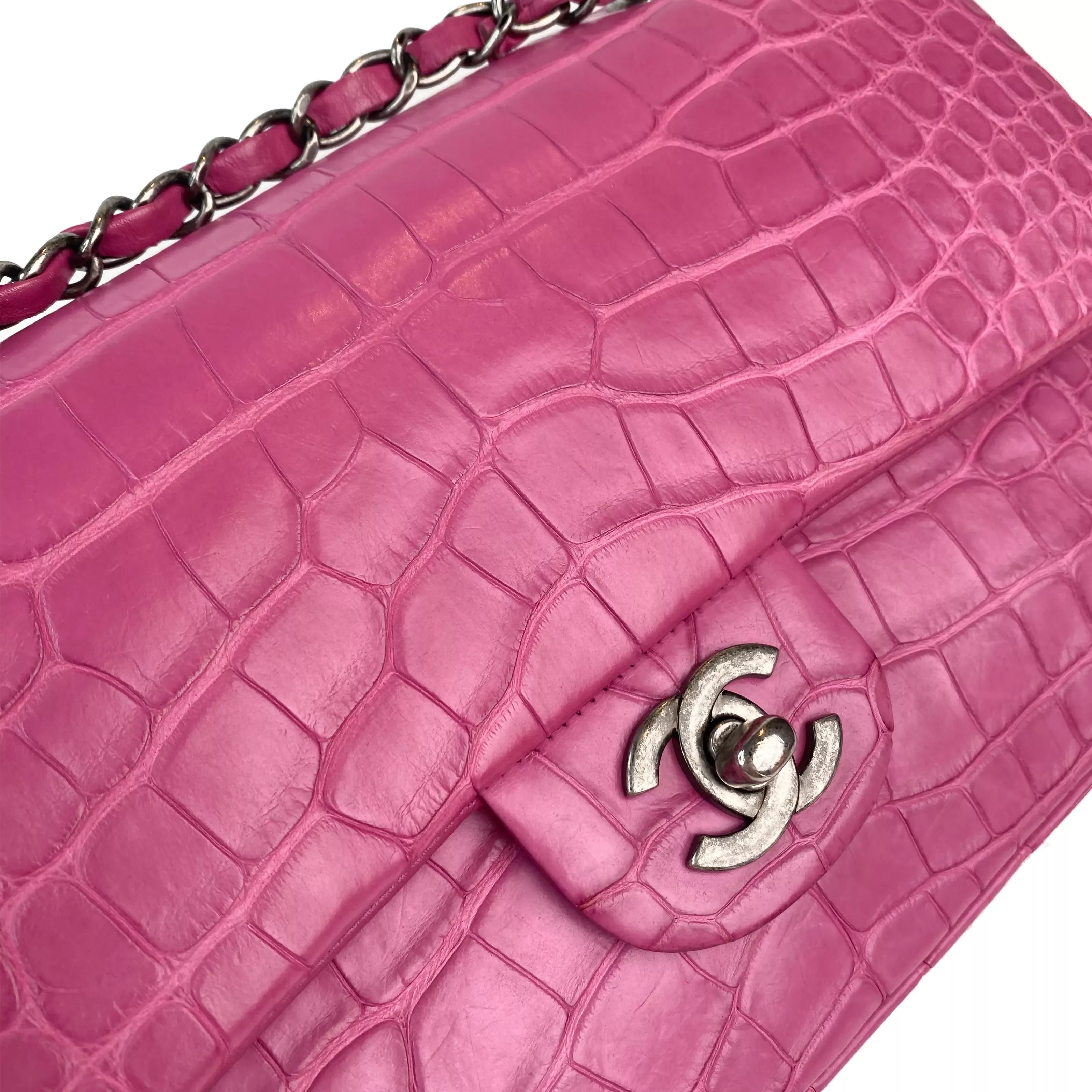 Chanel Timless Medium Double Flap in Pink Alligator SHW 7