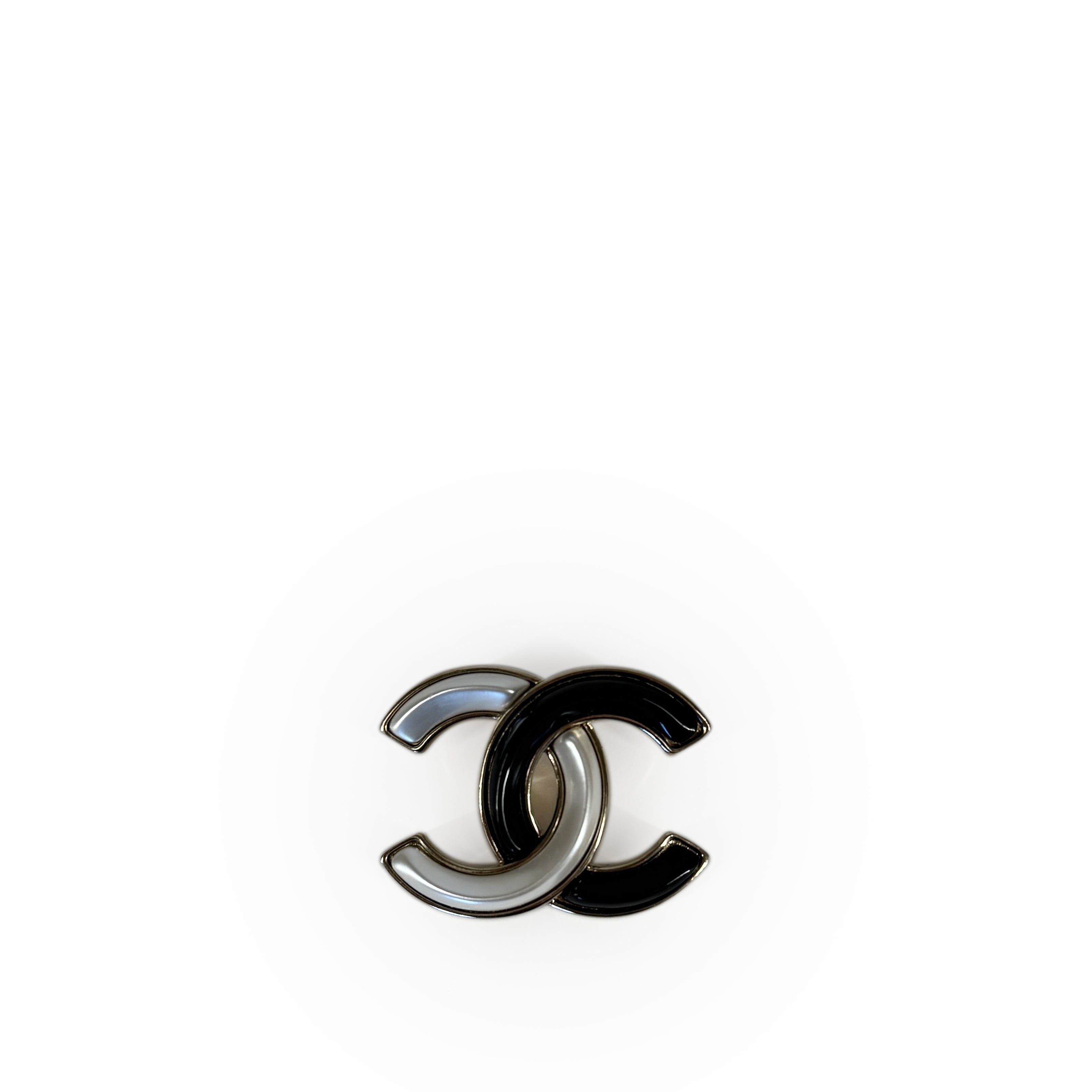 Chanel CC Black and Pearl Brooch in Champagne