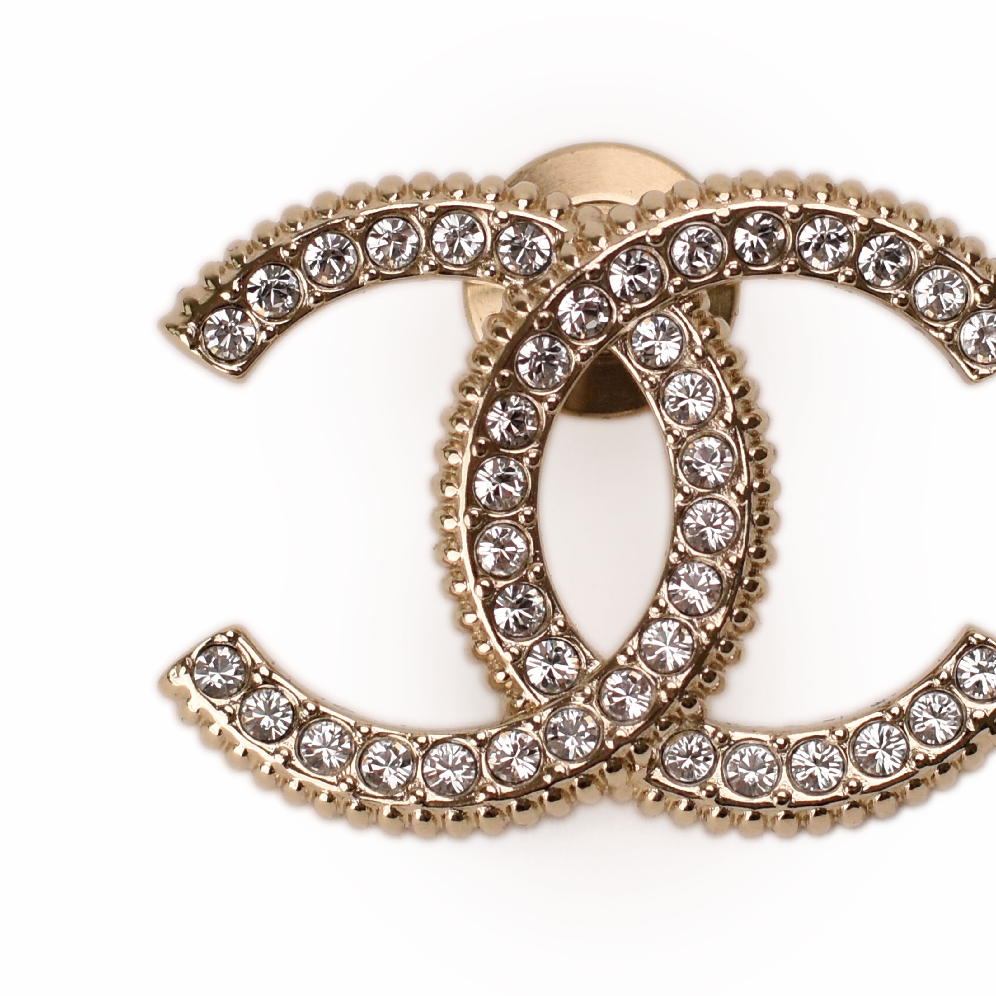 Chanel CC Crystal Champagne Pin Brooch