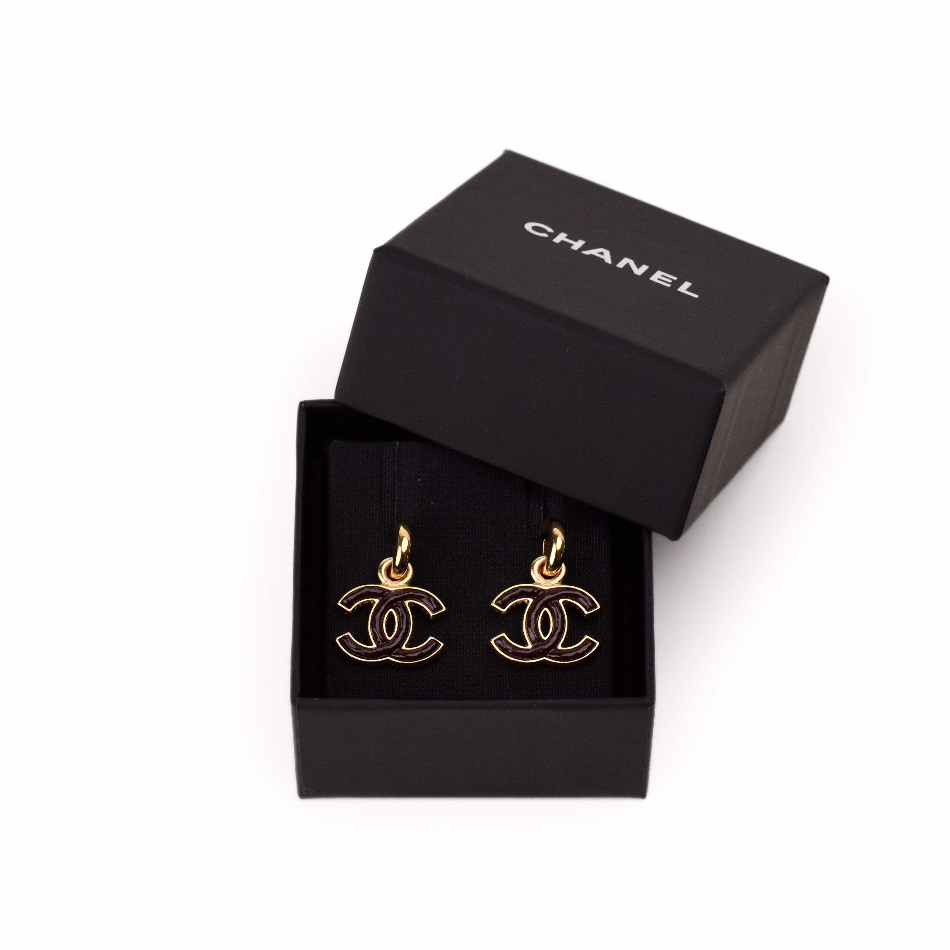 Chanel CC Chocolate Drop Earrings Gold