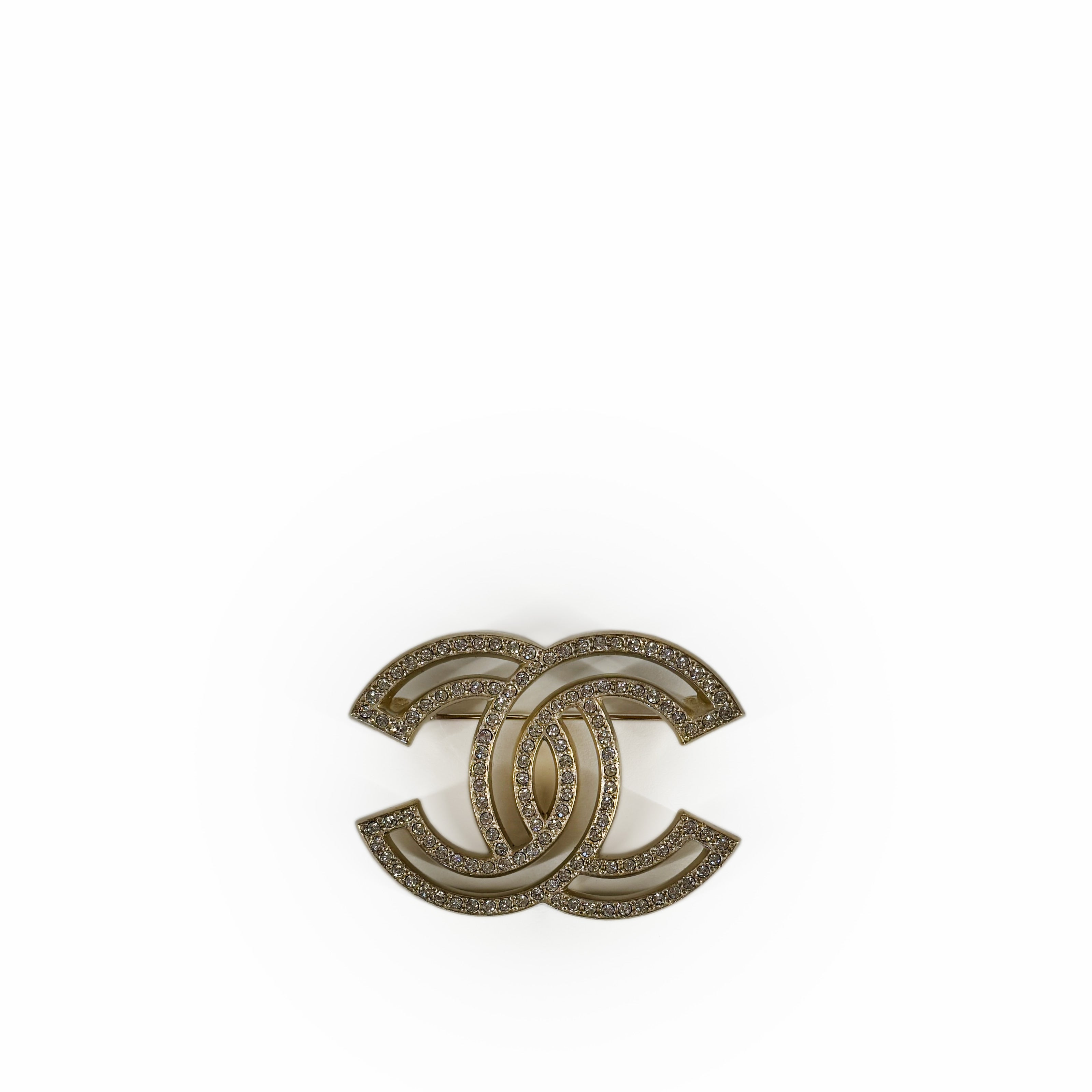 Chanel CC Champagne Small Crystals Brooch