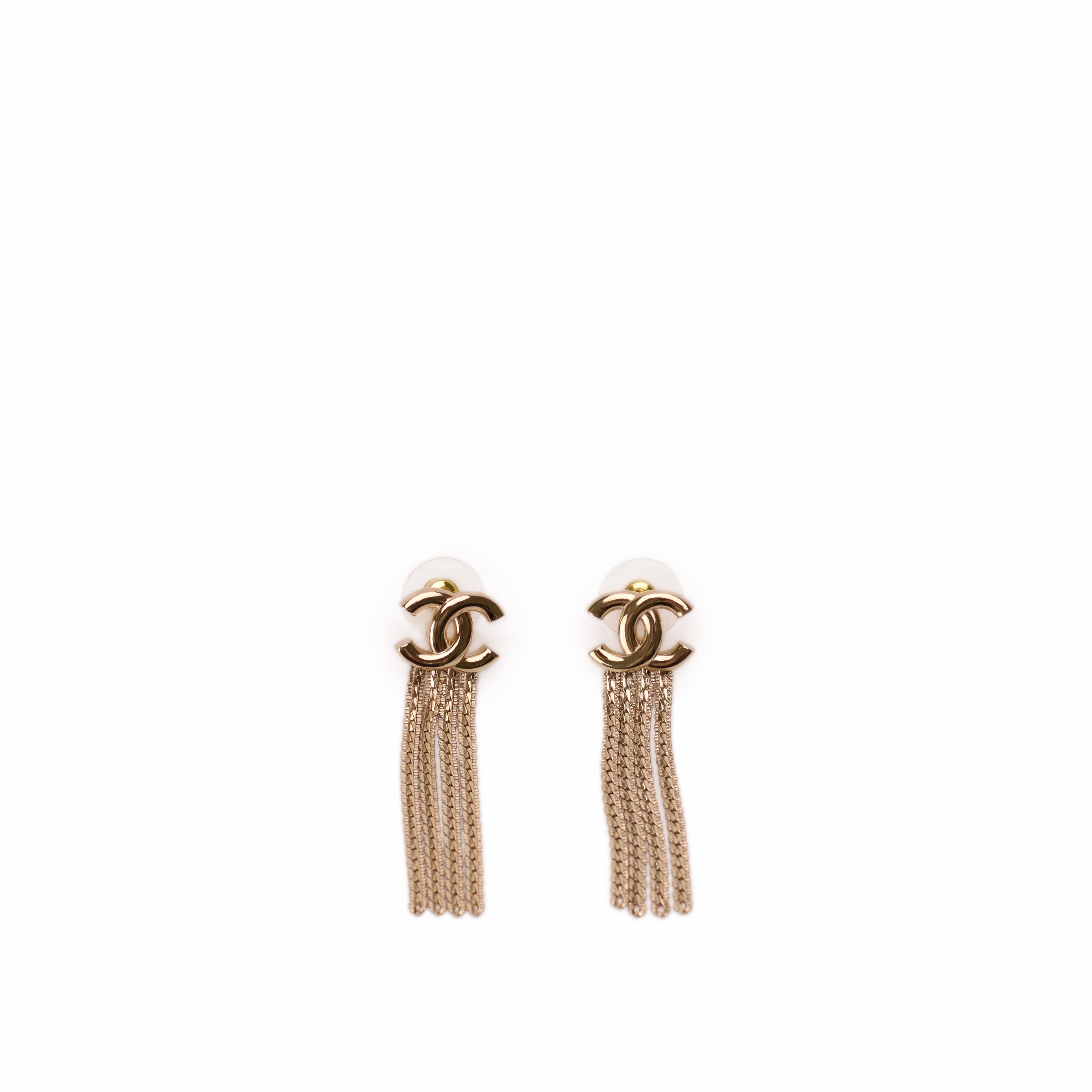 Chanel CC Chain Drop Champagne Earrings