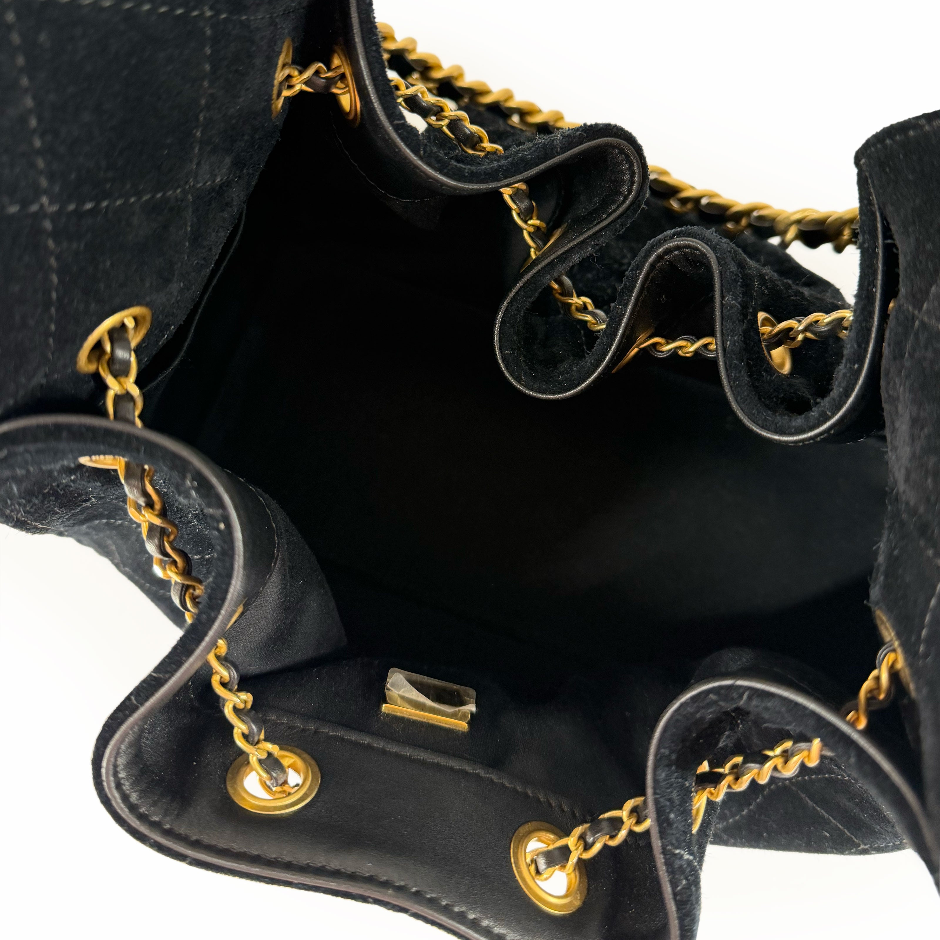 Chanel 25 Small Black Suede Calfskin Bag GHW