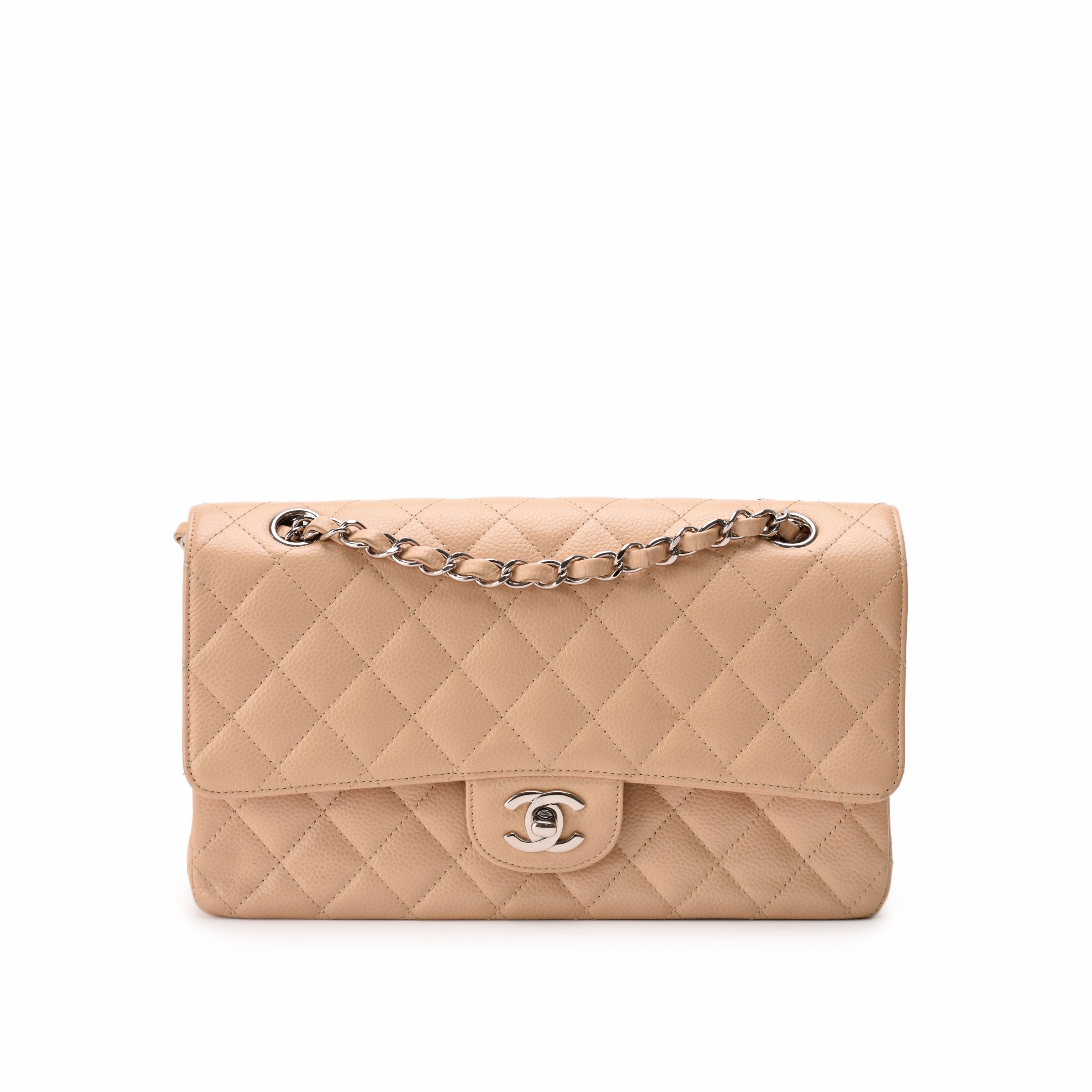Chanel Timeless Medium Beige Caviar SHW