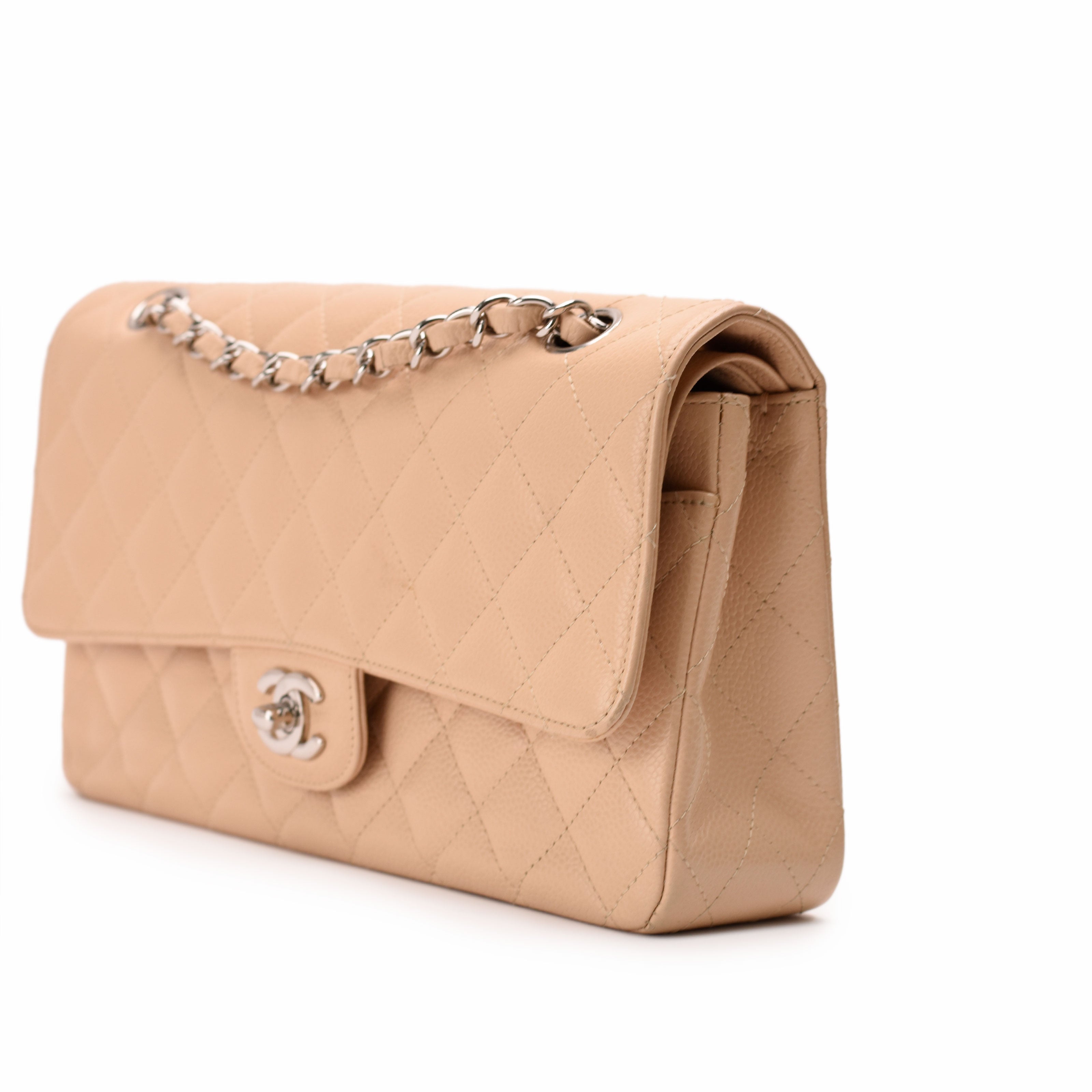 Chanel Timeless Medium Beige Caviar SHW