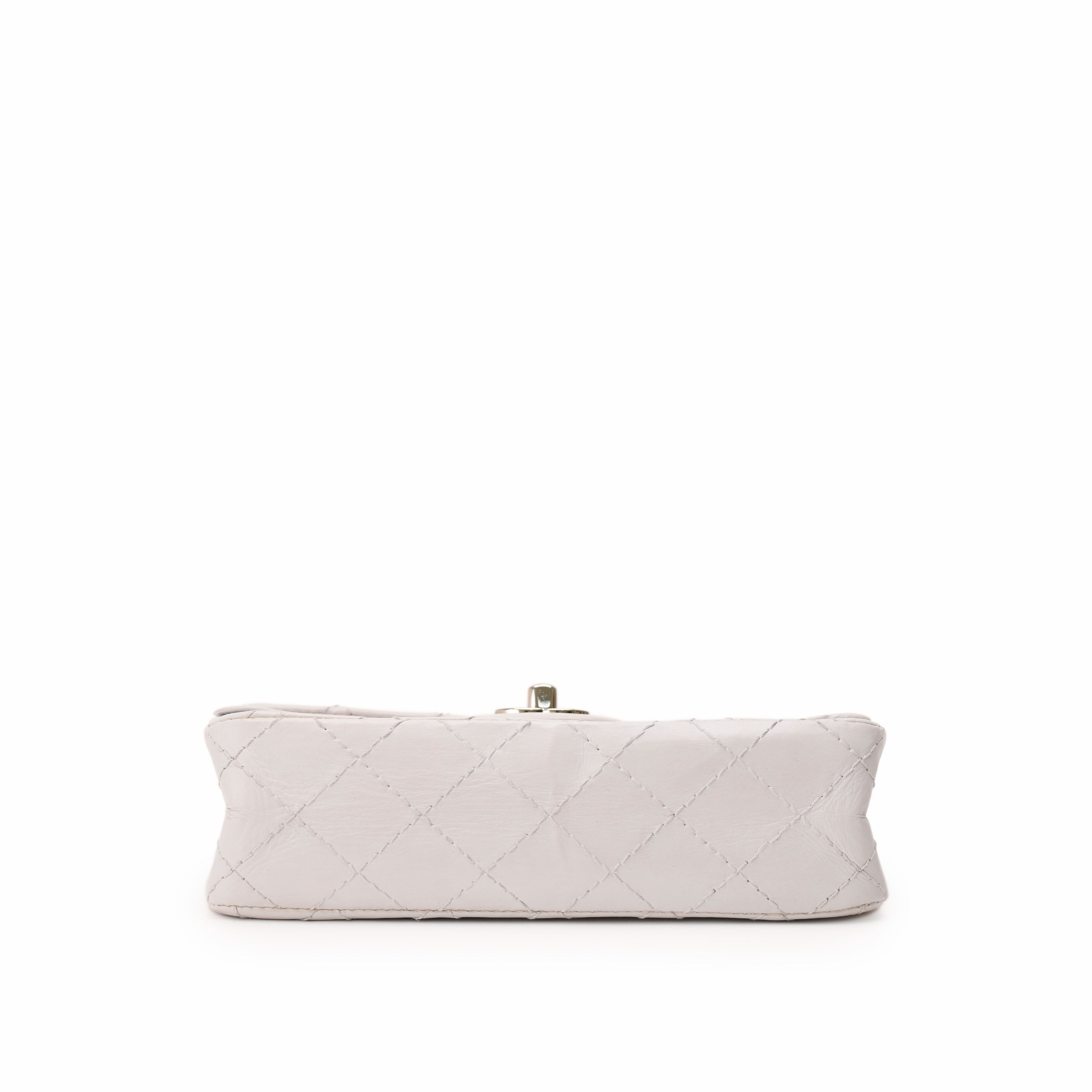 Chanel Vintage Mini Double Flap Quilted Aged Calfskin White SHW
