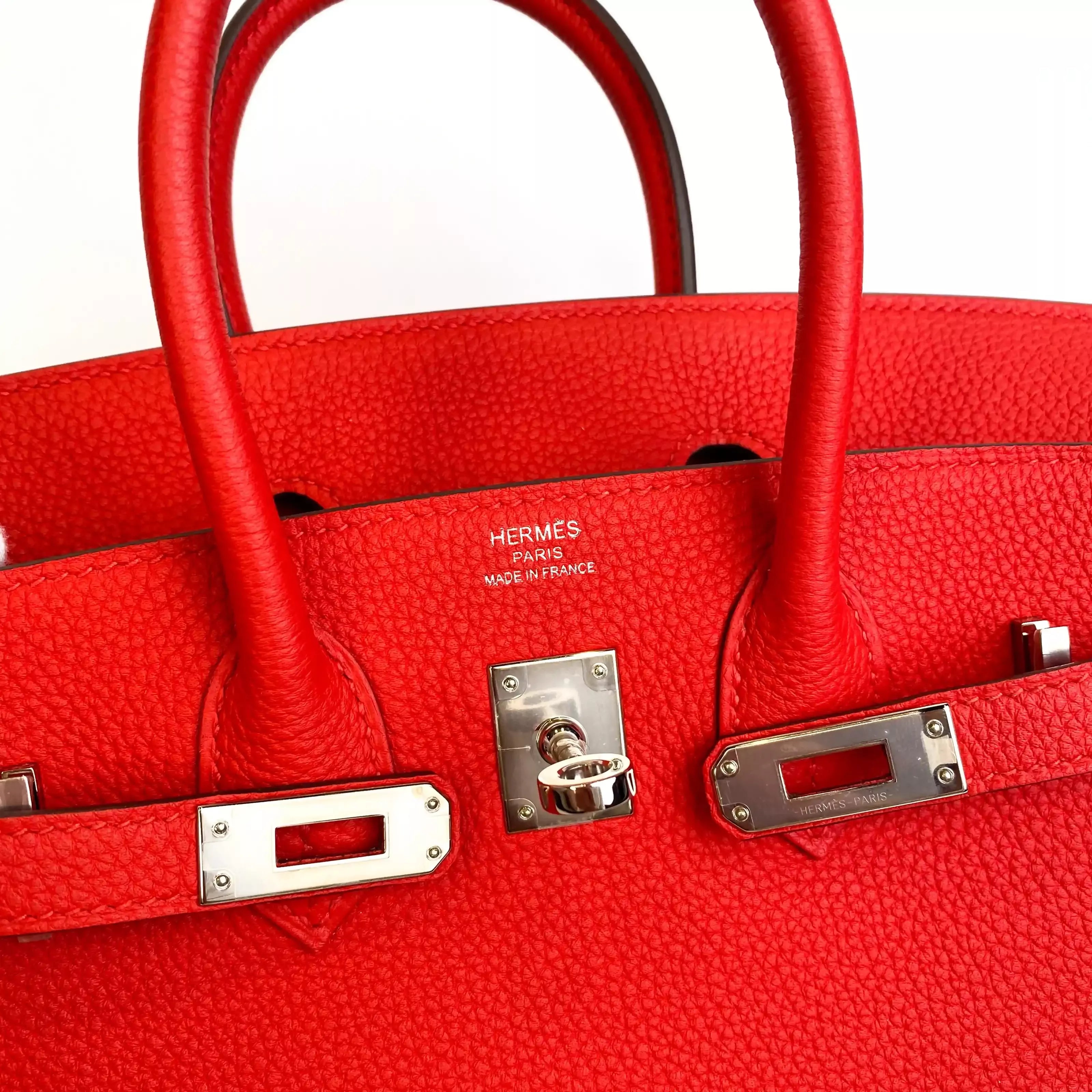 Hermes Birkin 25 in Rouge Casaque Togo Leather PHW 9