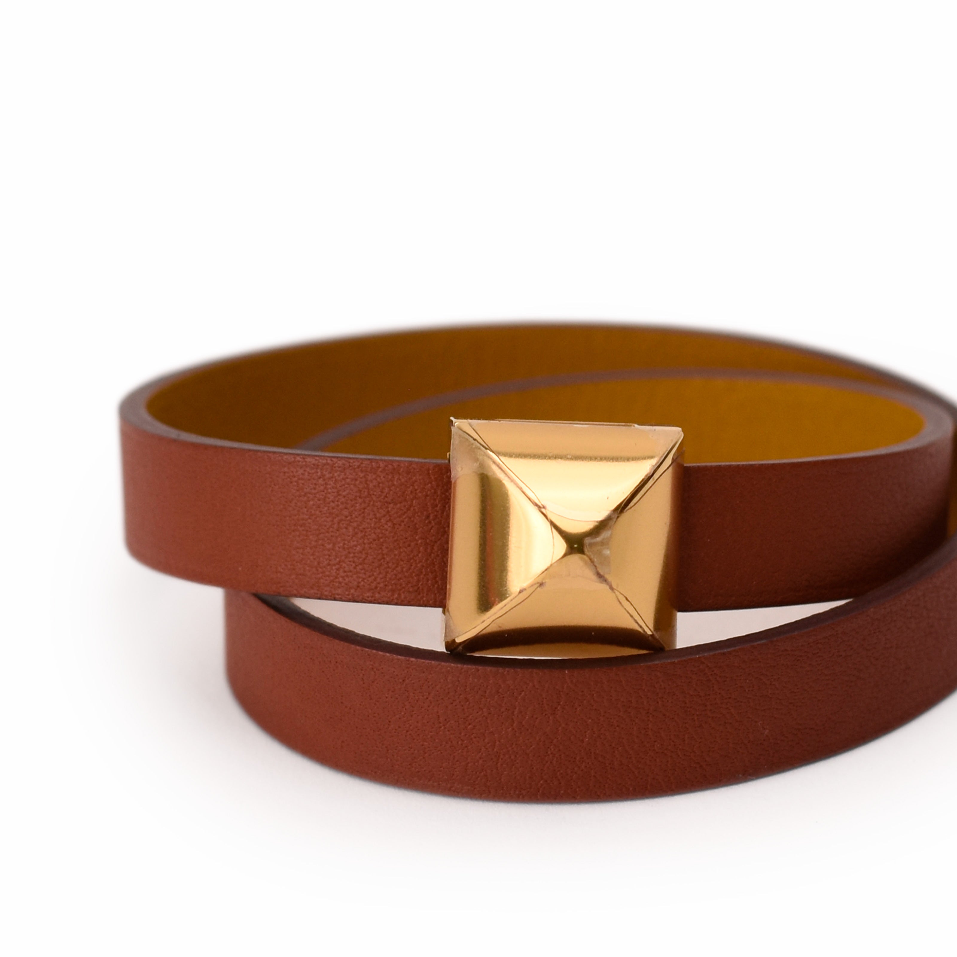 Hermès Yellow/Brown Swift Leather Medor Infini Double Tour Bracelet