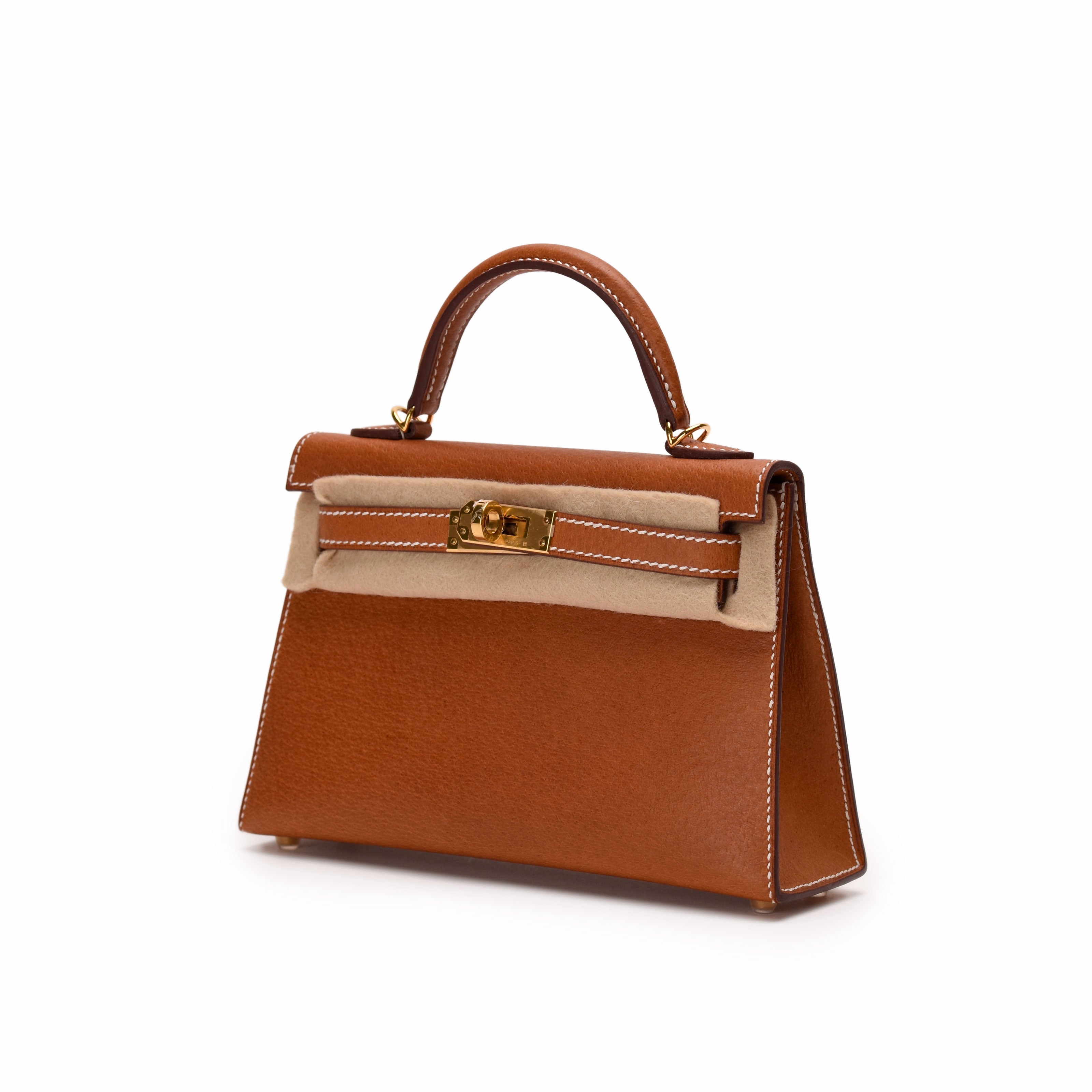 Hermès Mini Kelly Sellier Toffee GHW