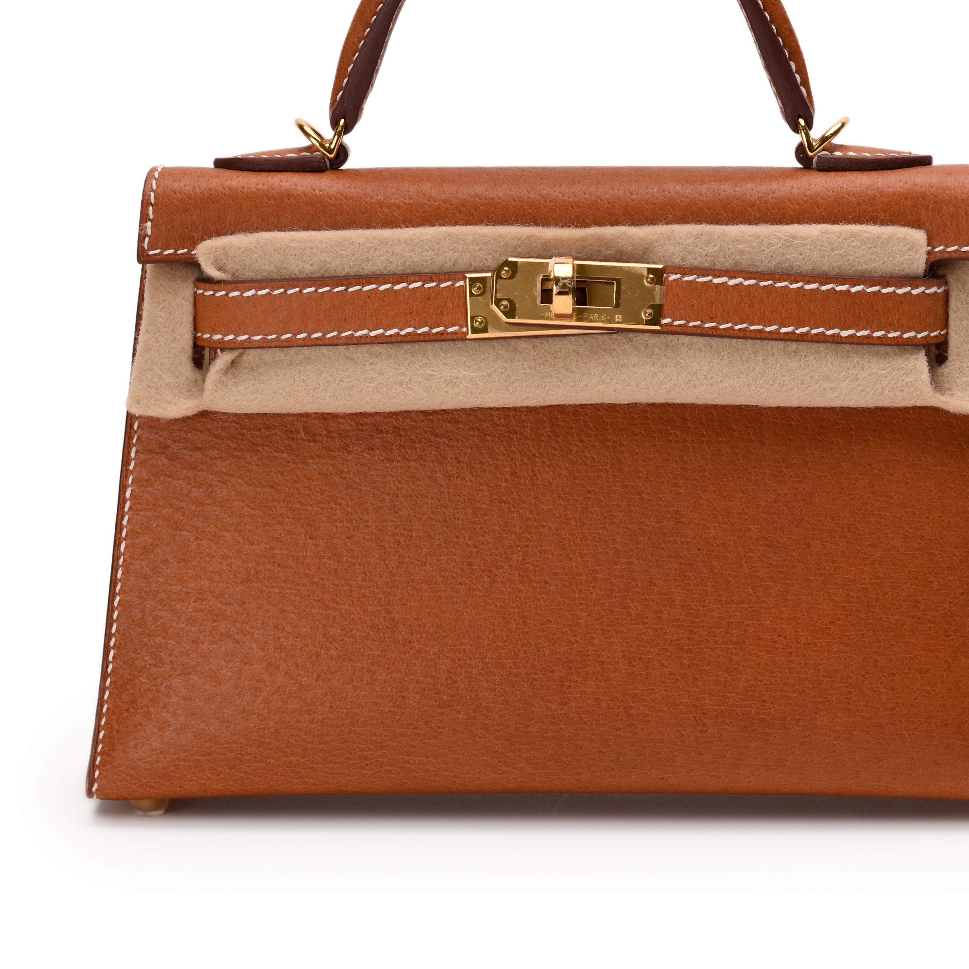 Hermès Mini Kelly Sellier Toffee GHW