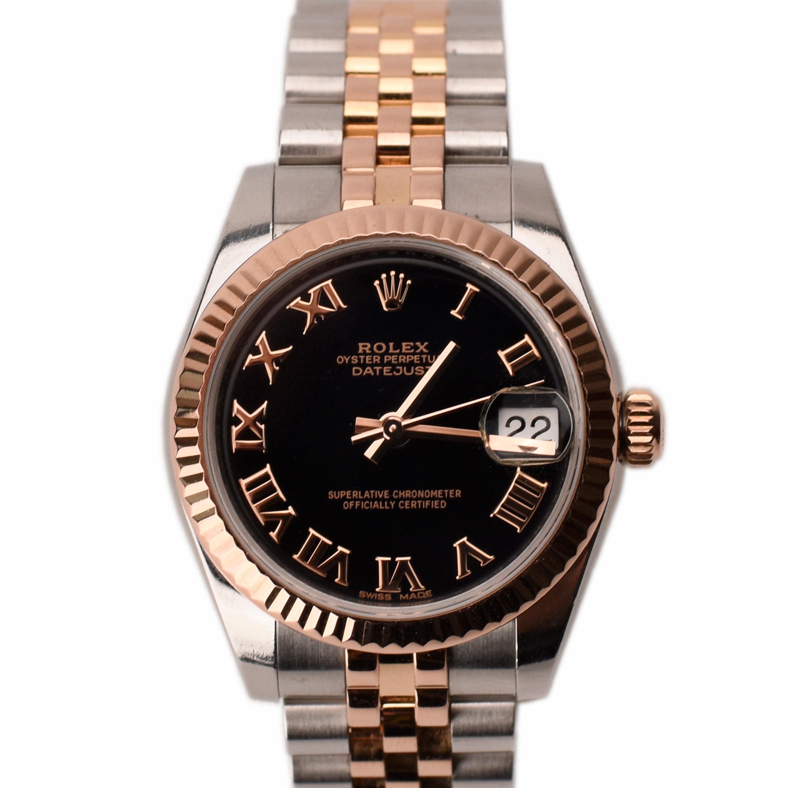 Rolex Datejust 31 Steel/Rose Black Roman Dial
