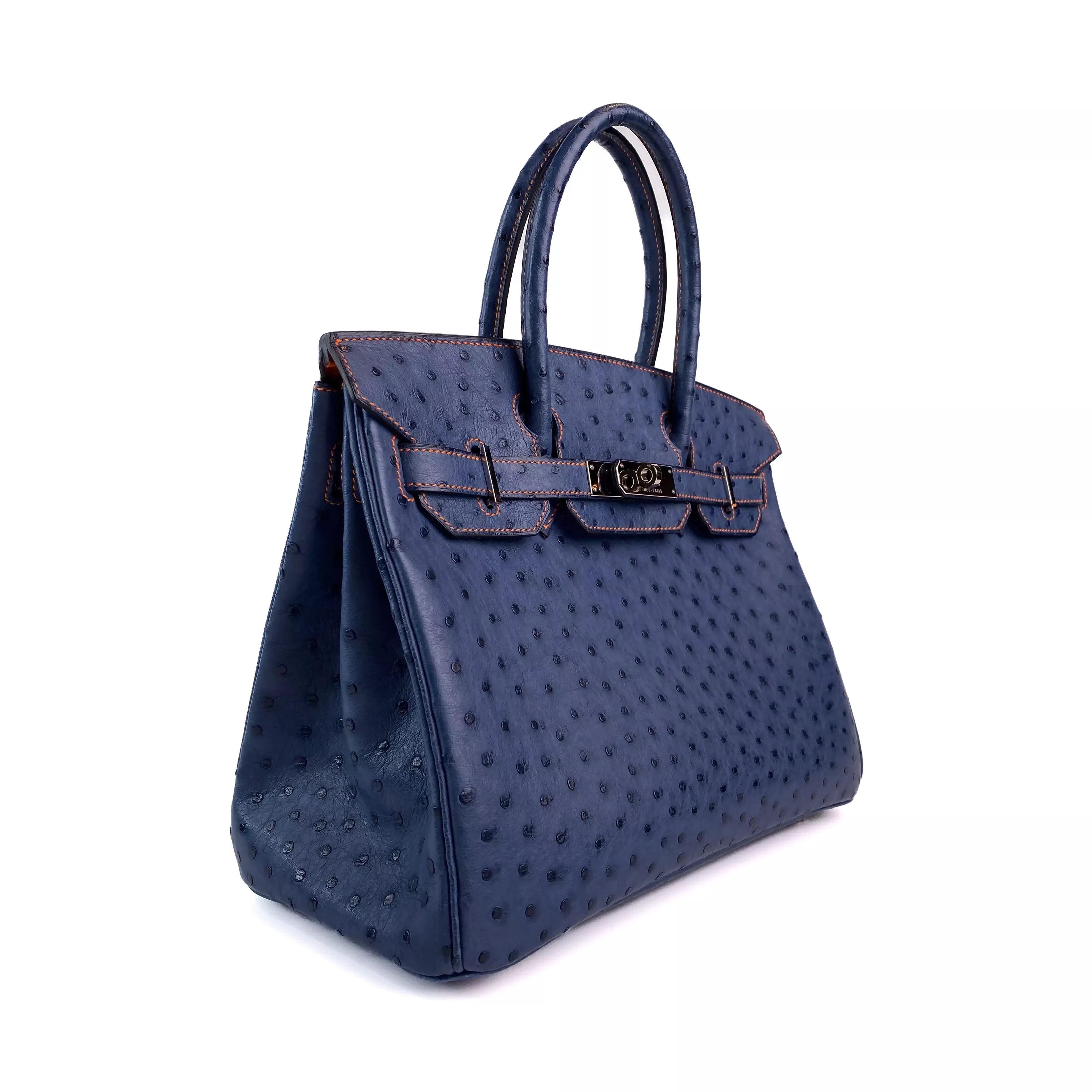 Hermes Birkin 30 in Bleu Roi Ostrich PHW 2
