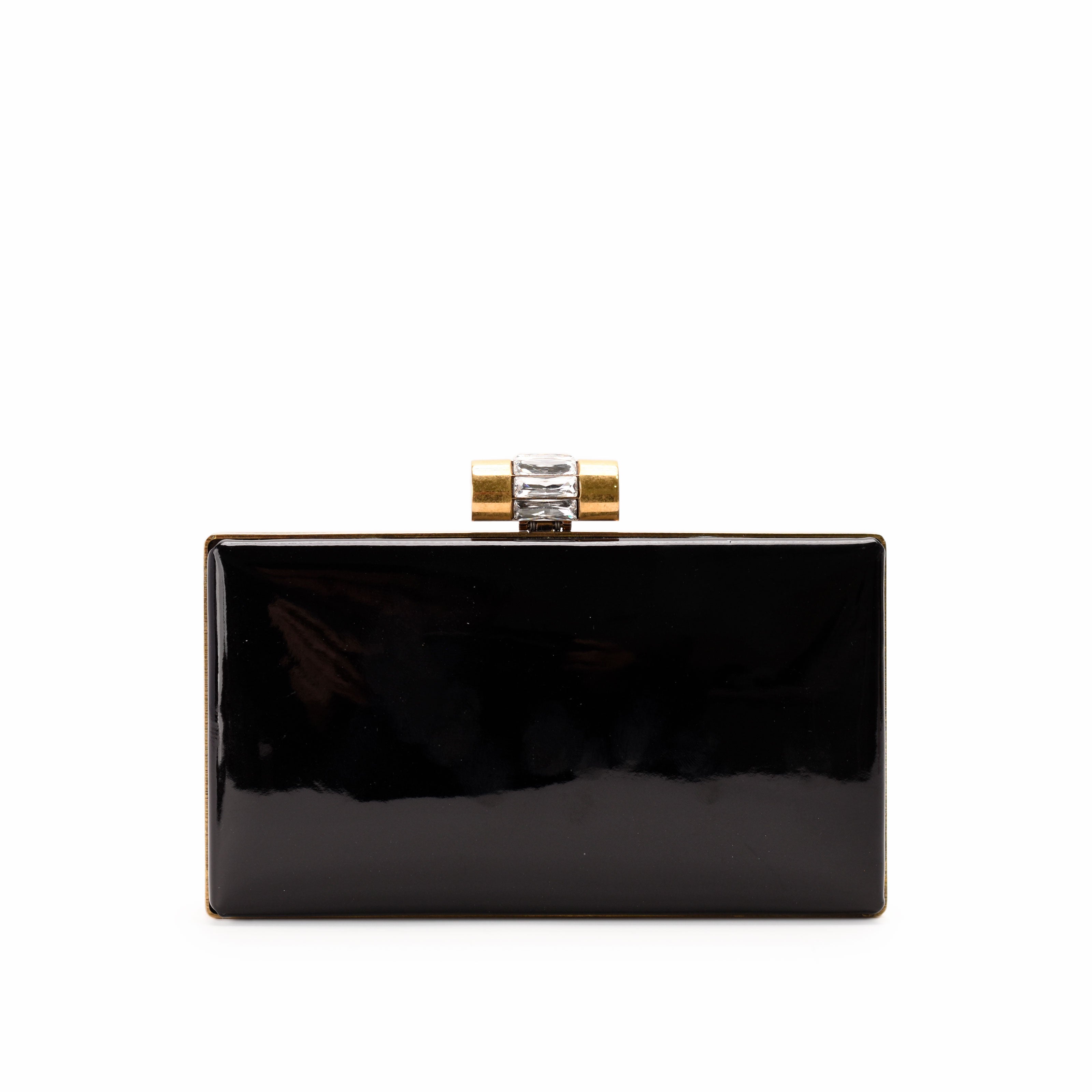 Saint Laurent Black Patent Leather Y Mail Envelope Clutch