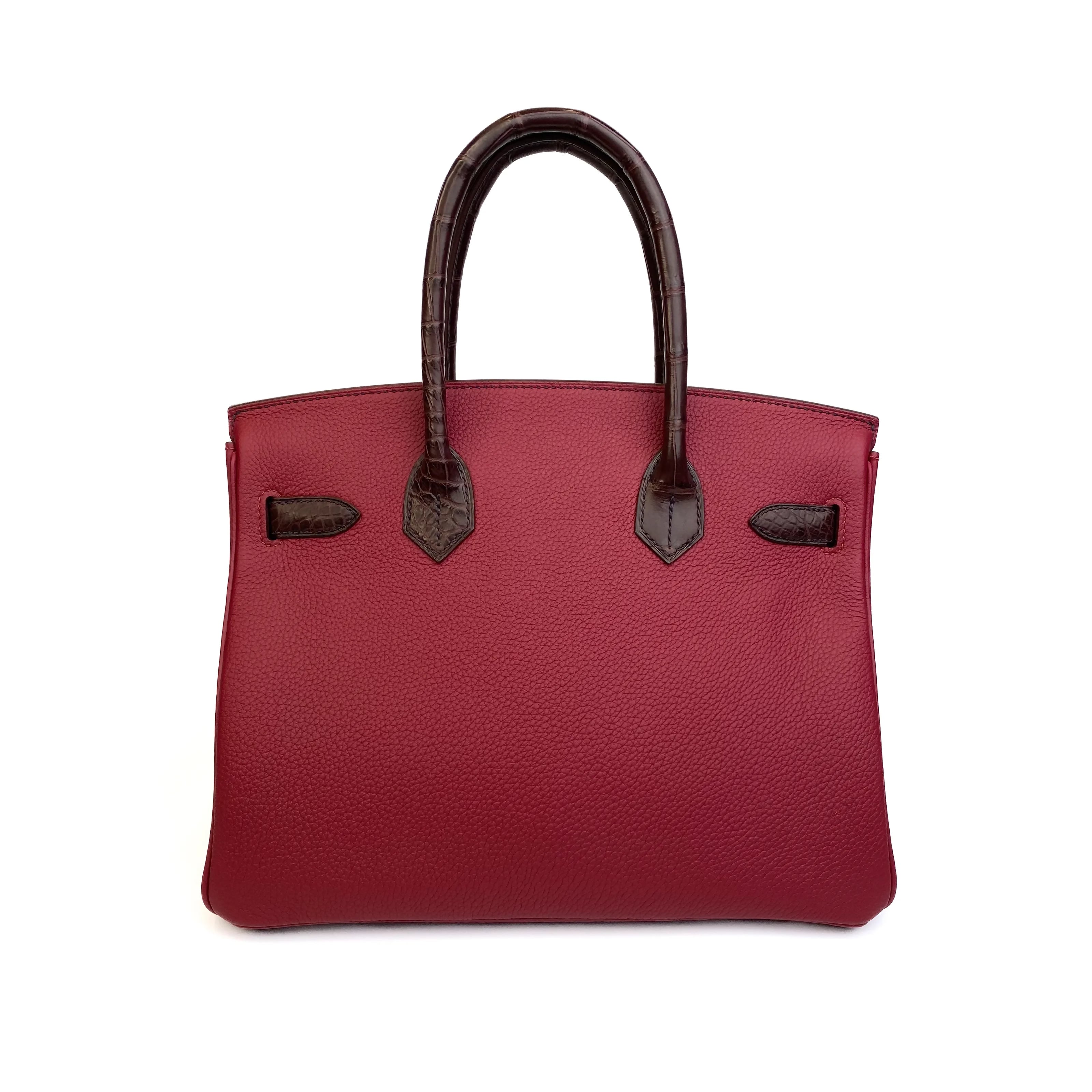 Hermès Birkin 30 Touch Rouge Sellier Matte Alligator and Rouge Grenat Togo Gold Hardware Back