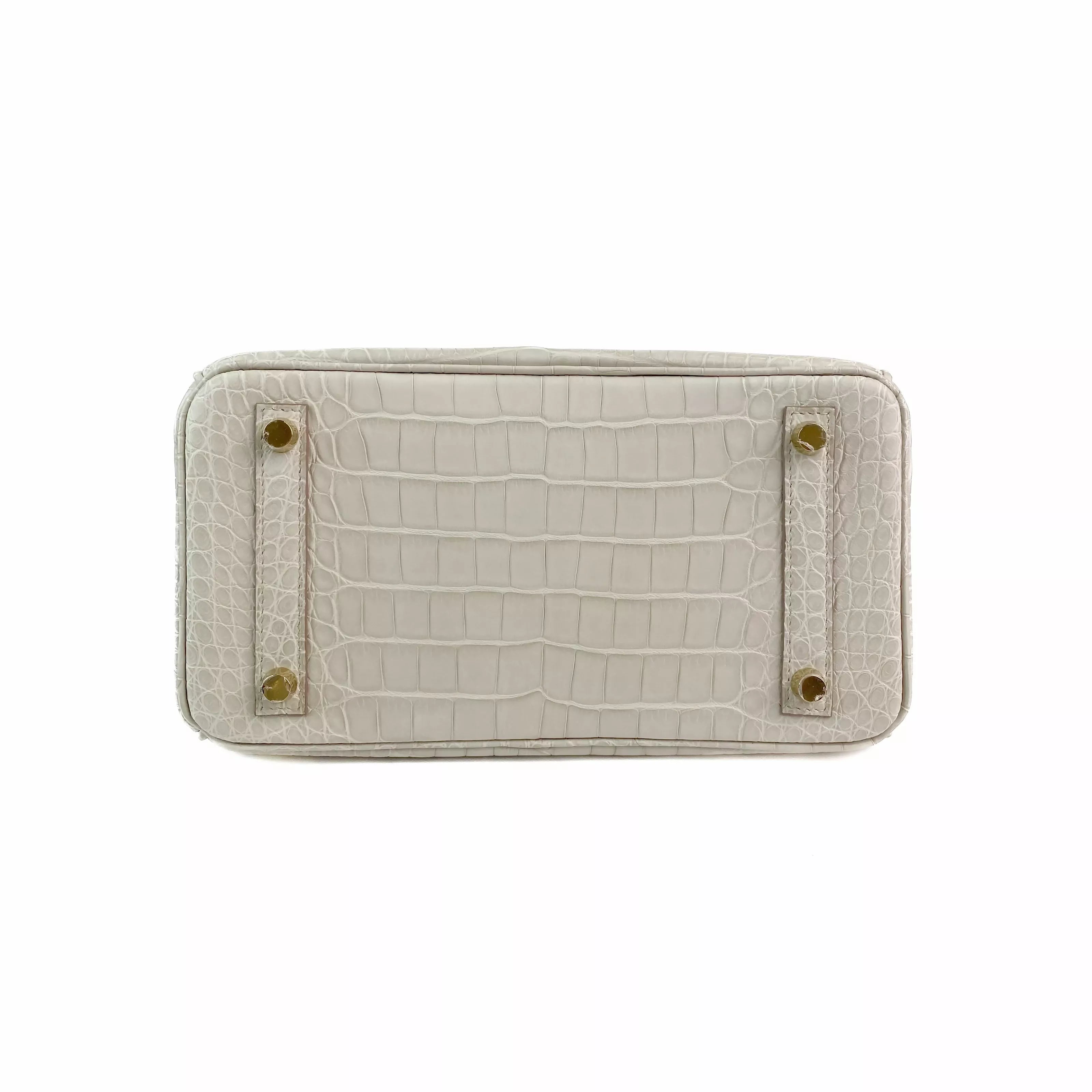 Hermès Birkin 25 Beton Matte Alligator with Gold Hardware Bottom