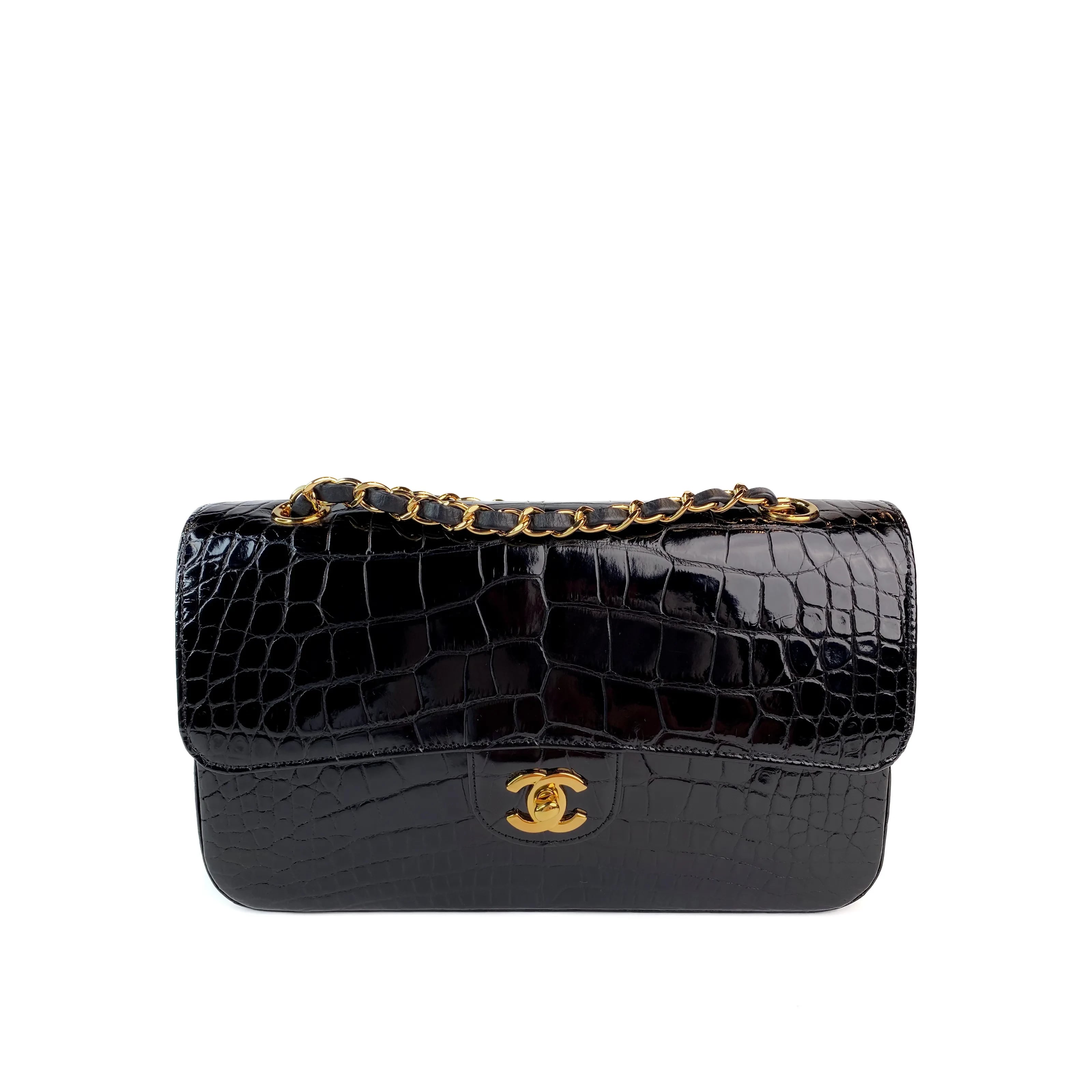 Chanel Timless Medium Double Flap in Black Alligator GHW 1