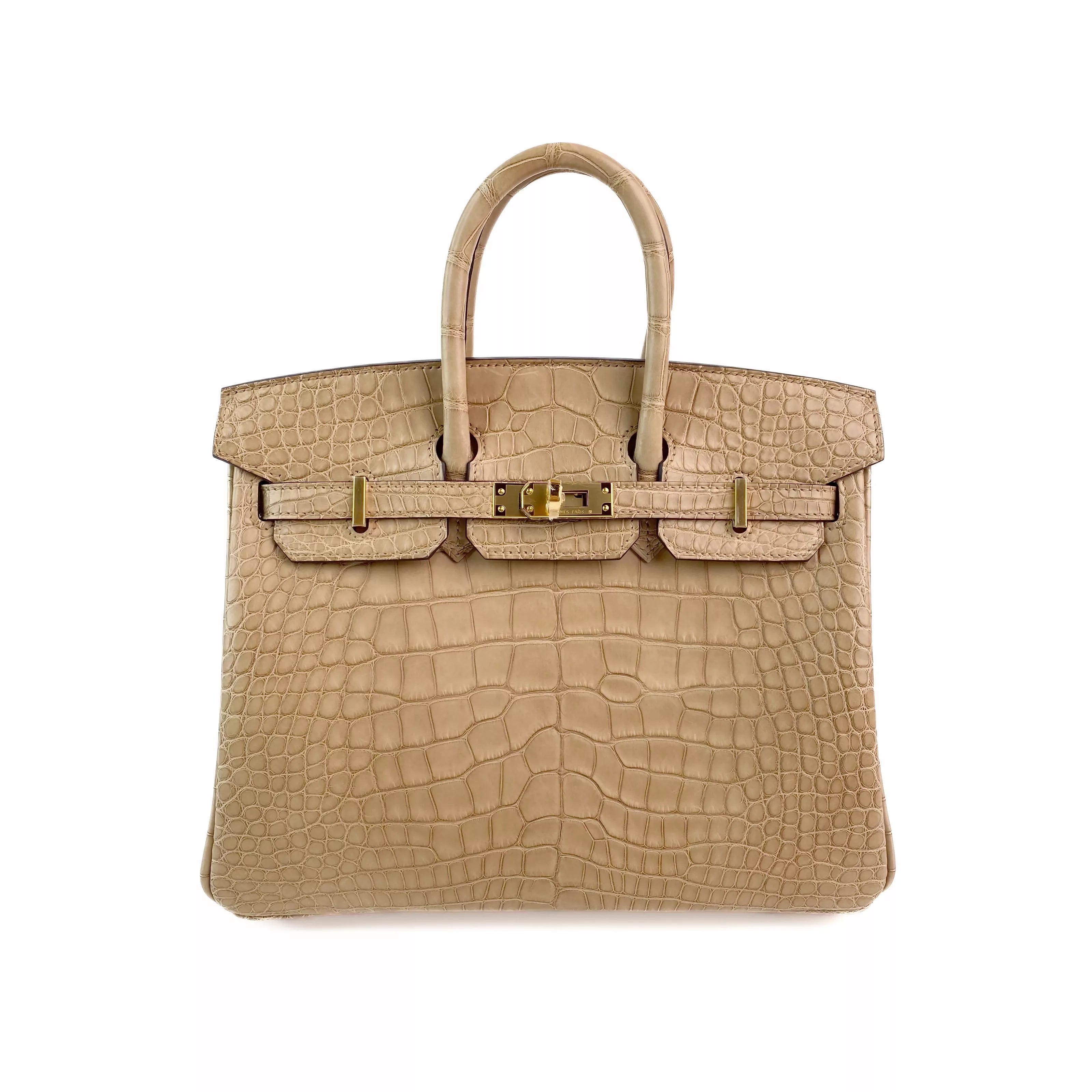 Hermes Birkin 25 Chai Matte Alligator Gold Hardware Front
