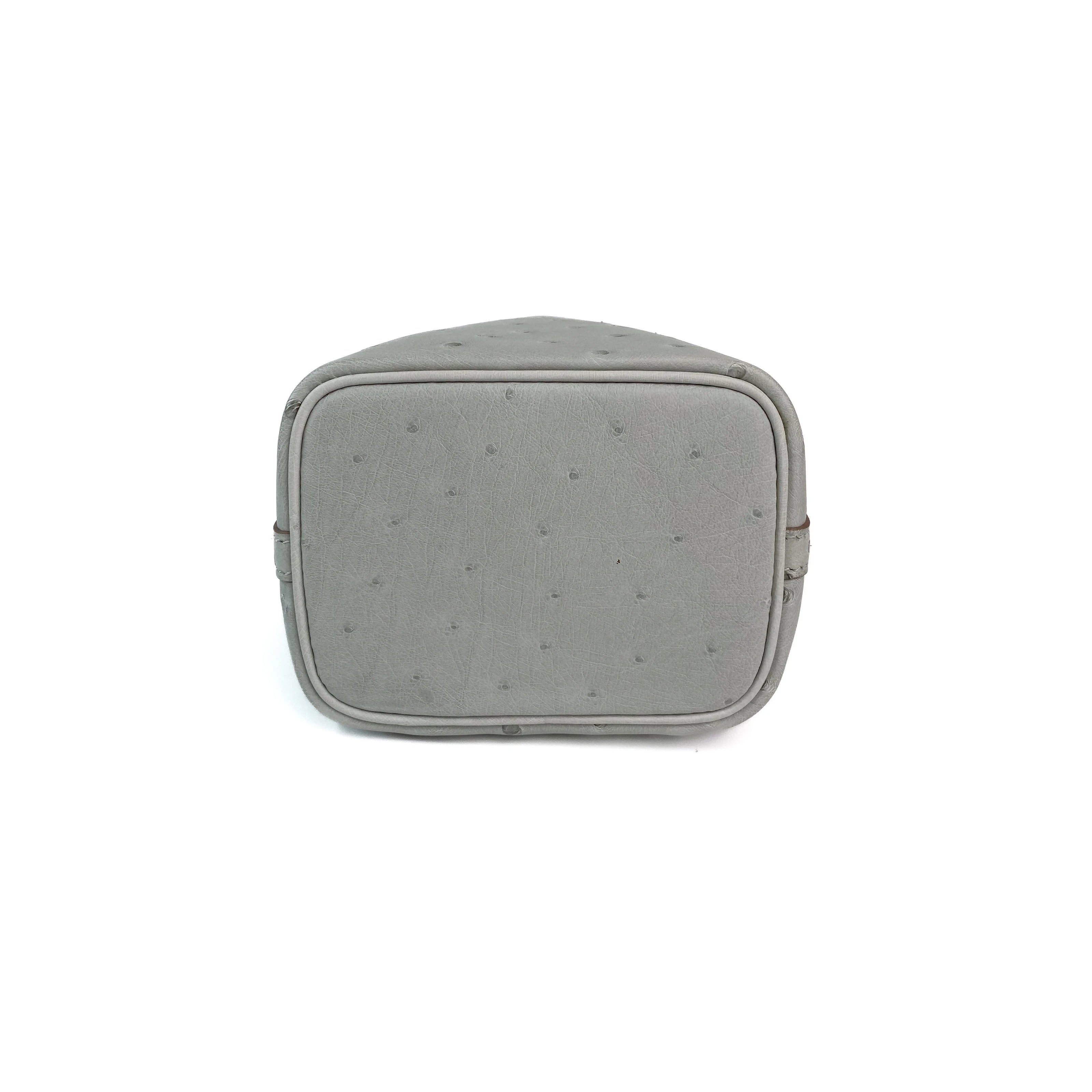 Hermes Picotin 18 Lock Bag Ostrich Gris Meyer PHW Bottom