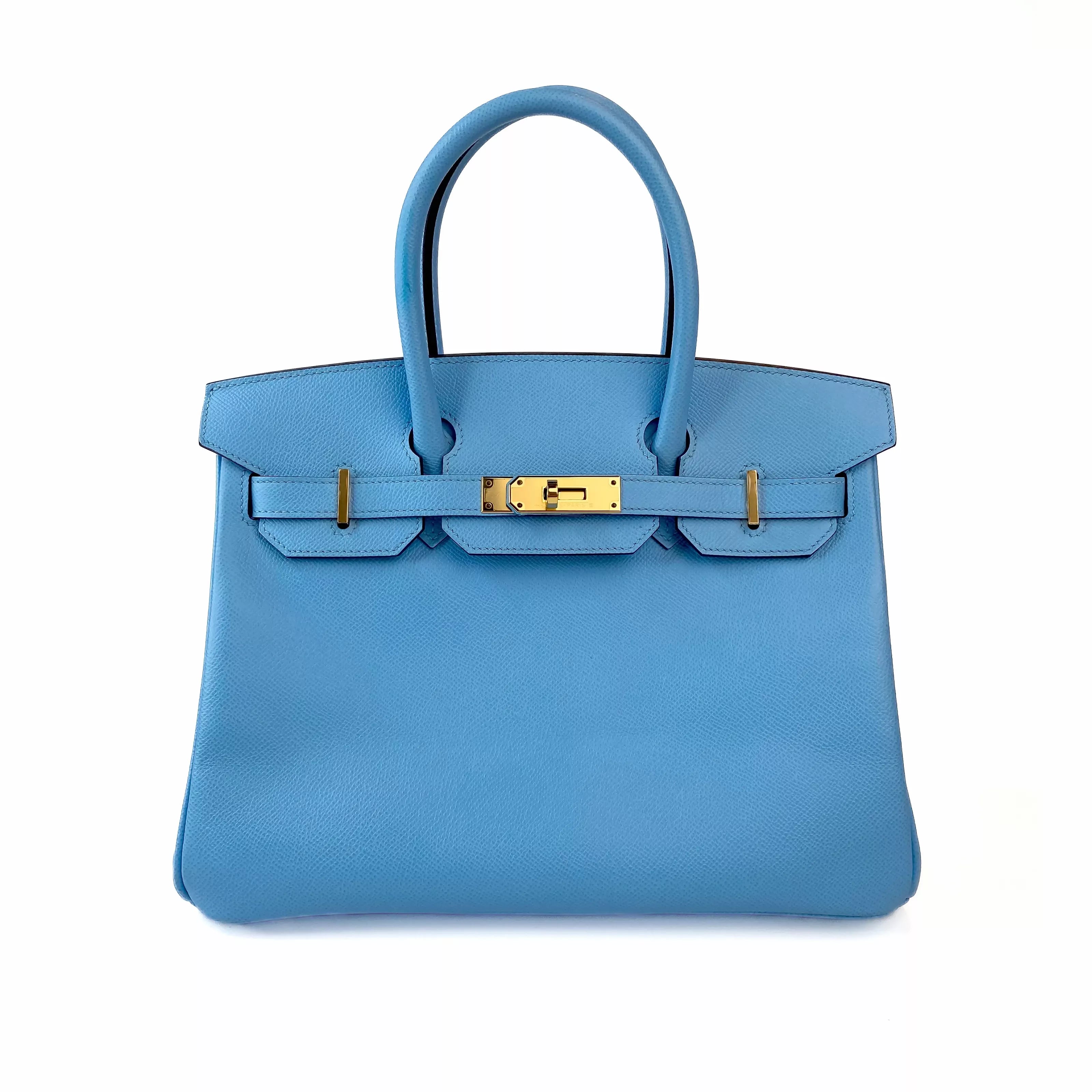 Hermès Birkin 30 in Blue Zanzibar Togo Leather with Gold Hardware Front