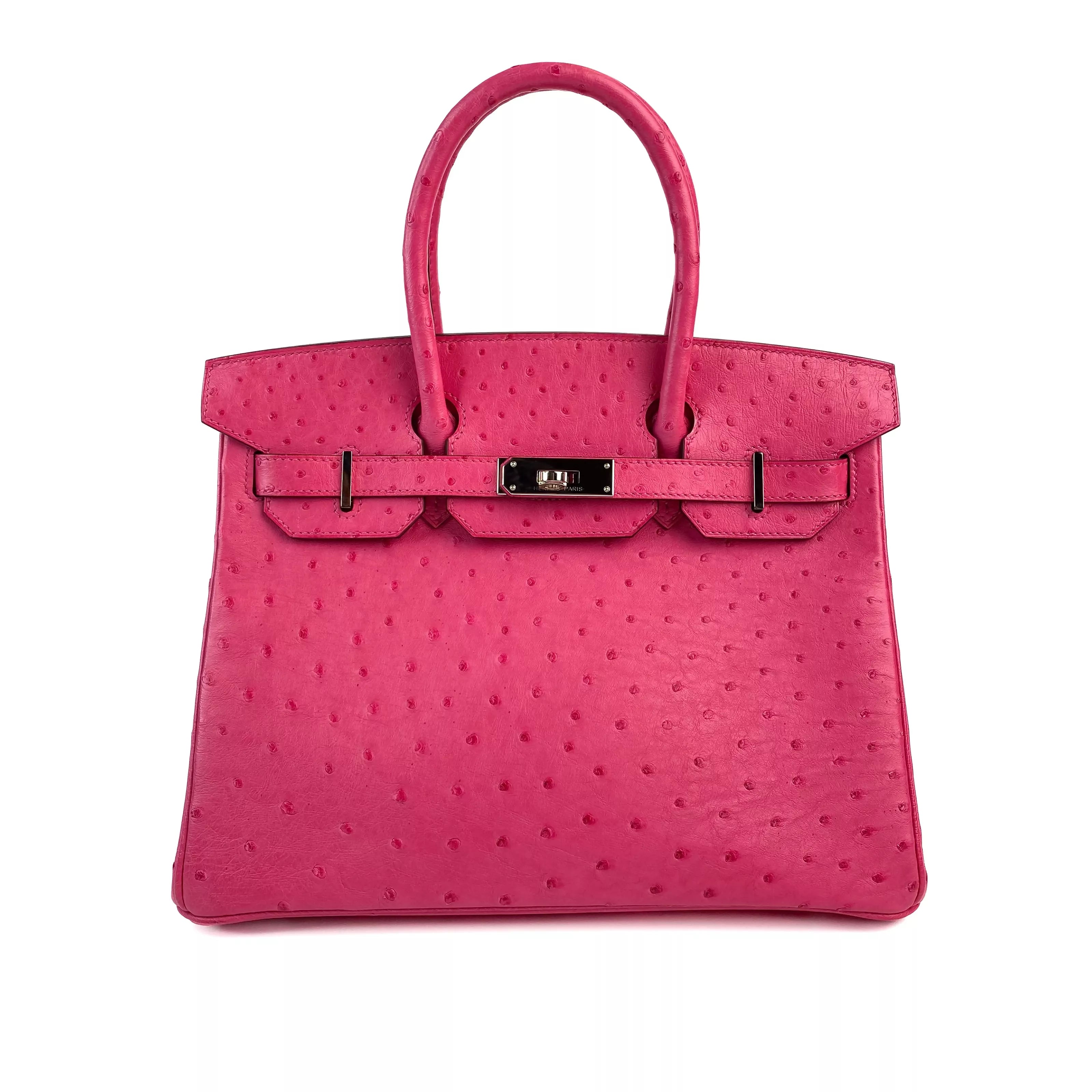 Hermes Birkin 30 Ostrich Fuchsia Pink PHW 1