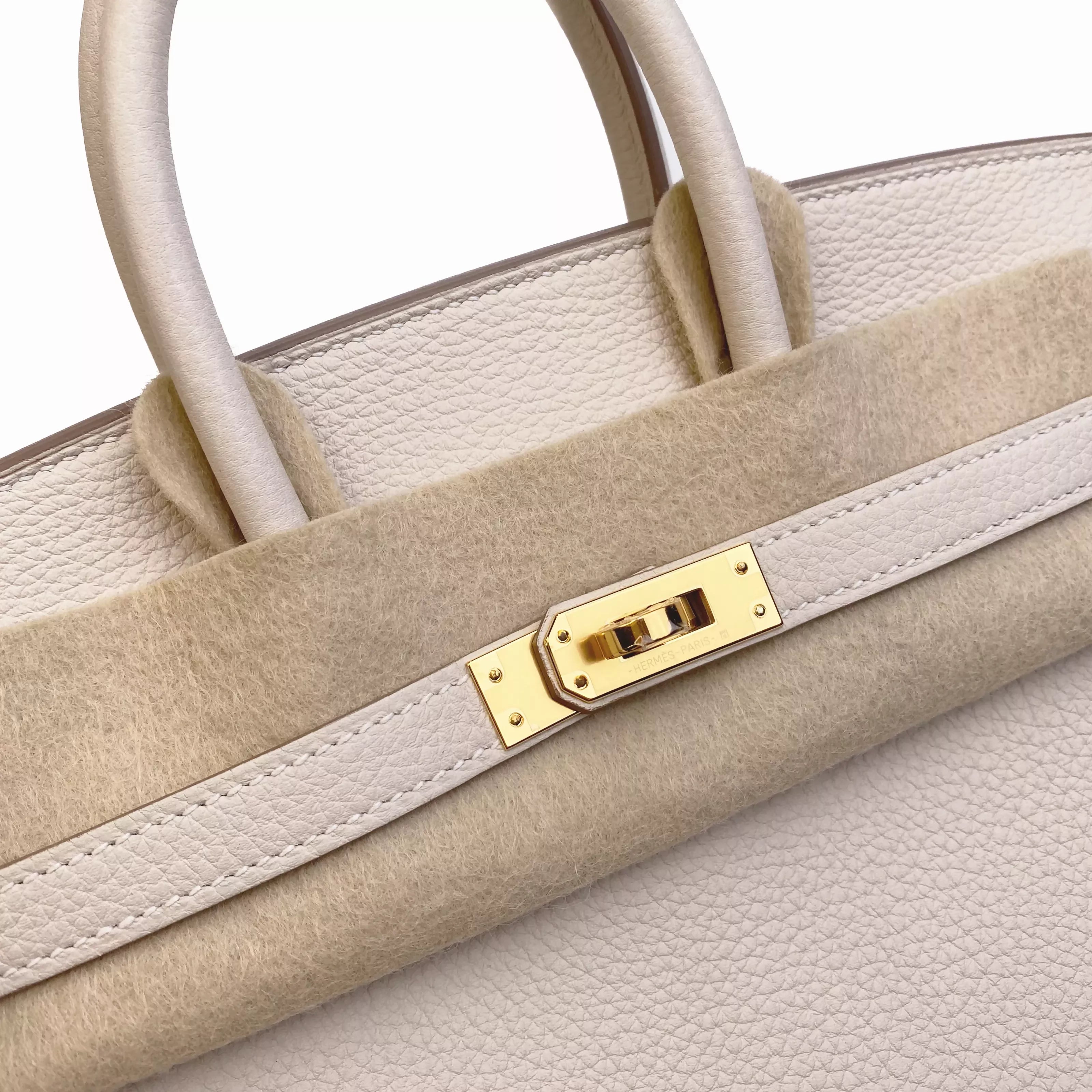 Hermès Birkin 25 Togo Leather Beige Gold Hardware Detail