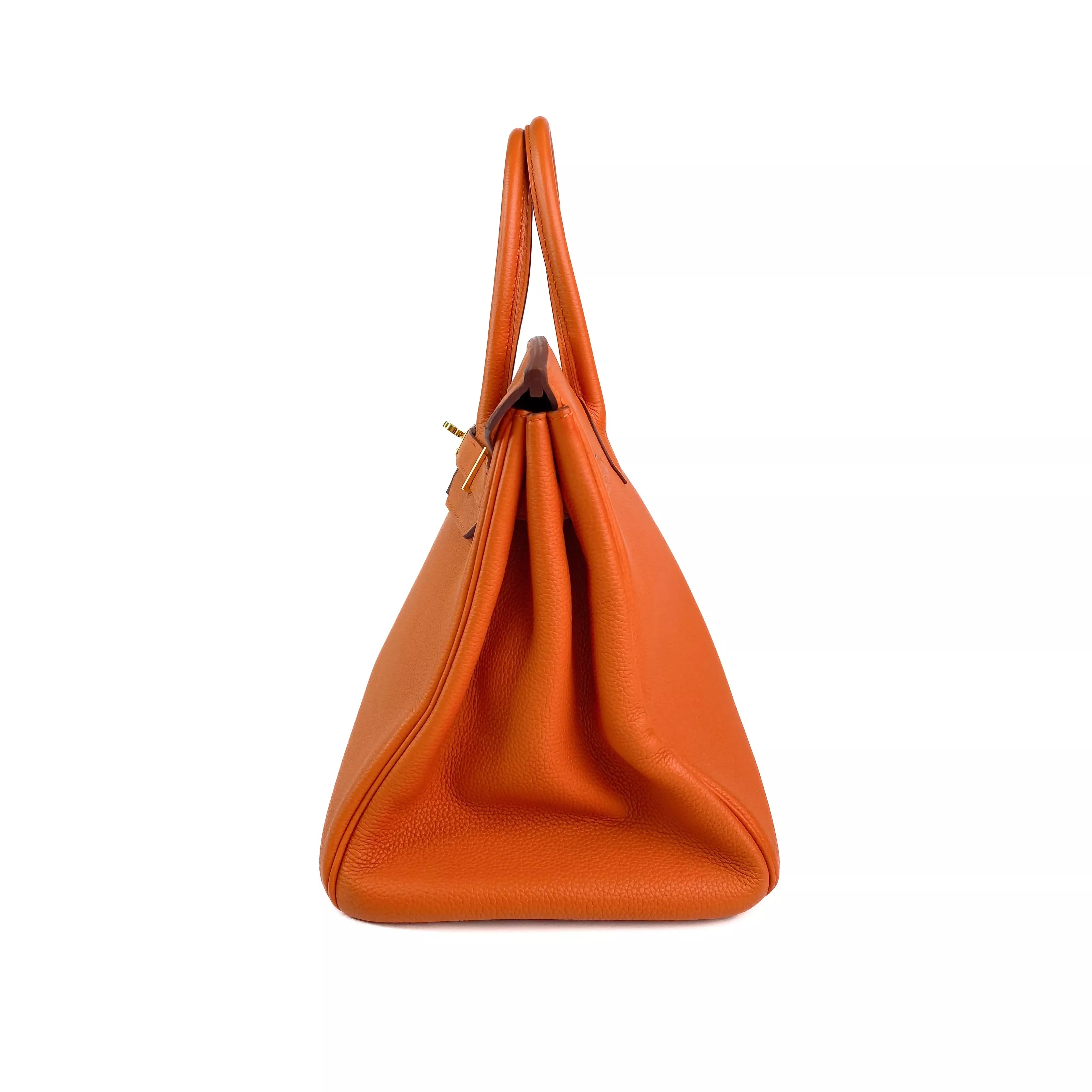 Hermes Birkin 35 in Orange Togo Leather GHW Left
