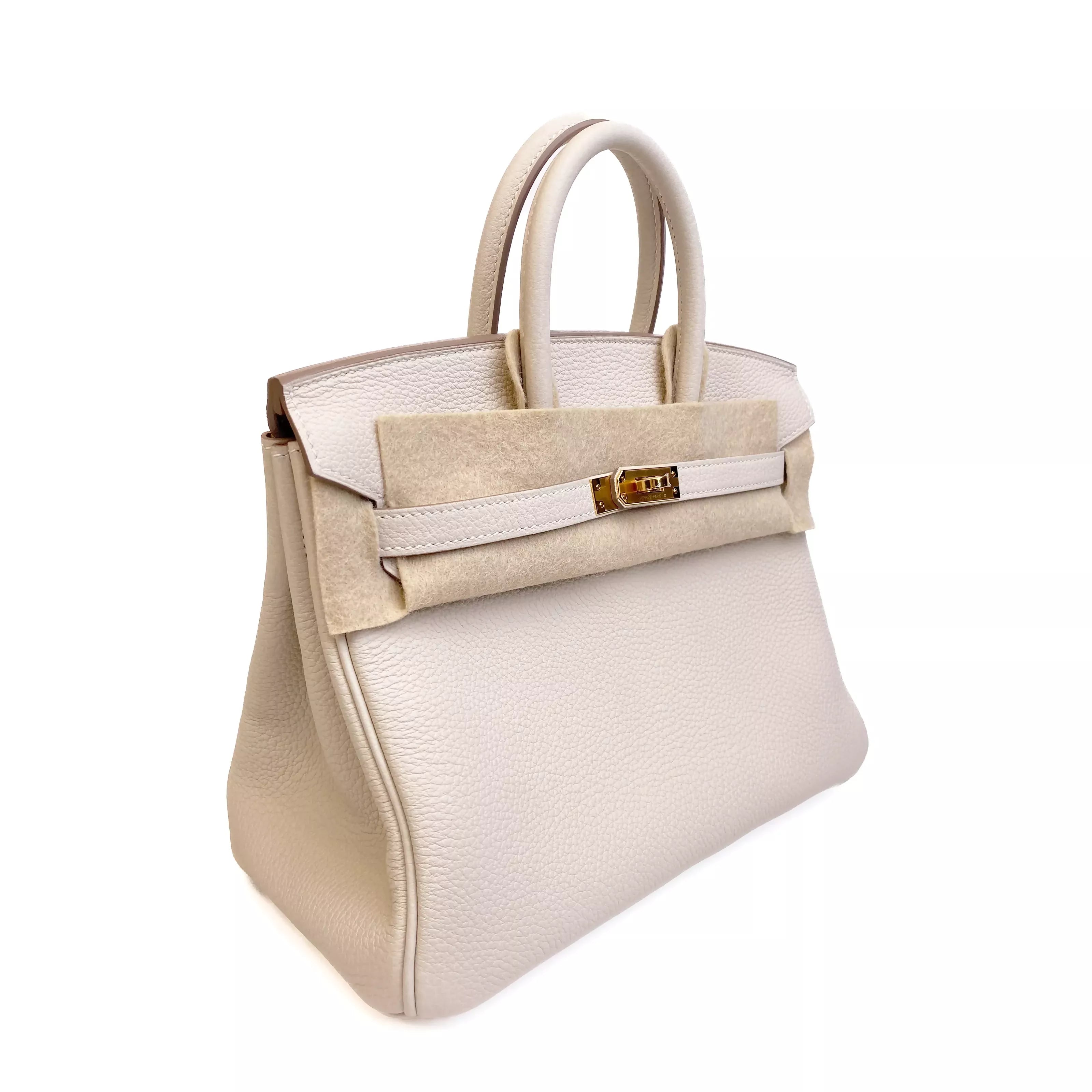 Hermès Birkin 25 Togo Leather Beige Gold Hardware Left