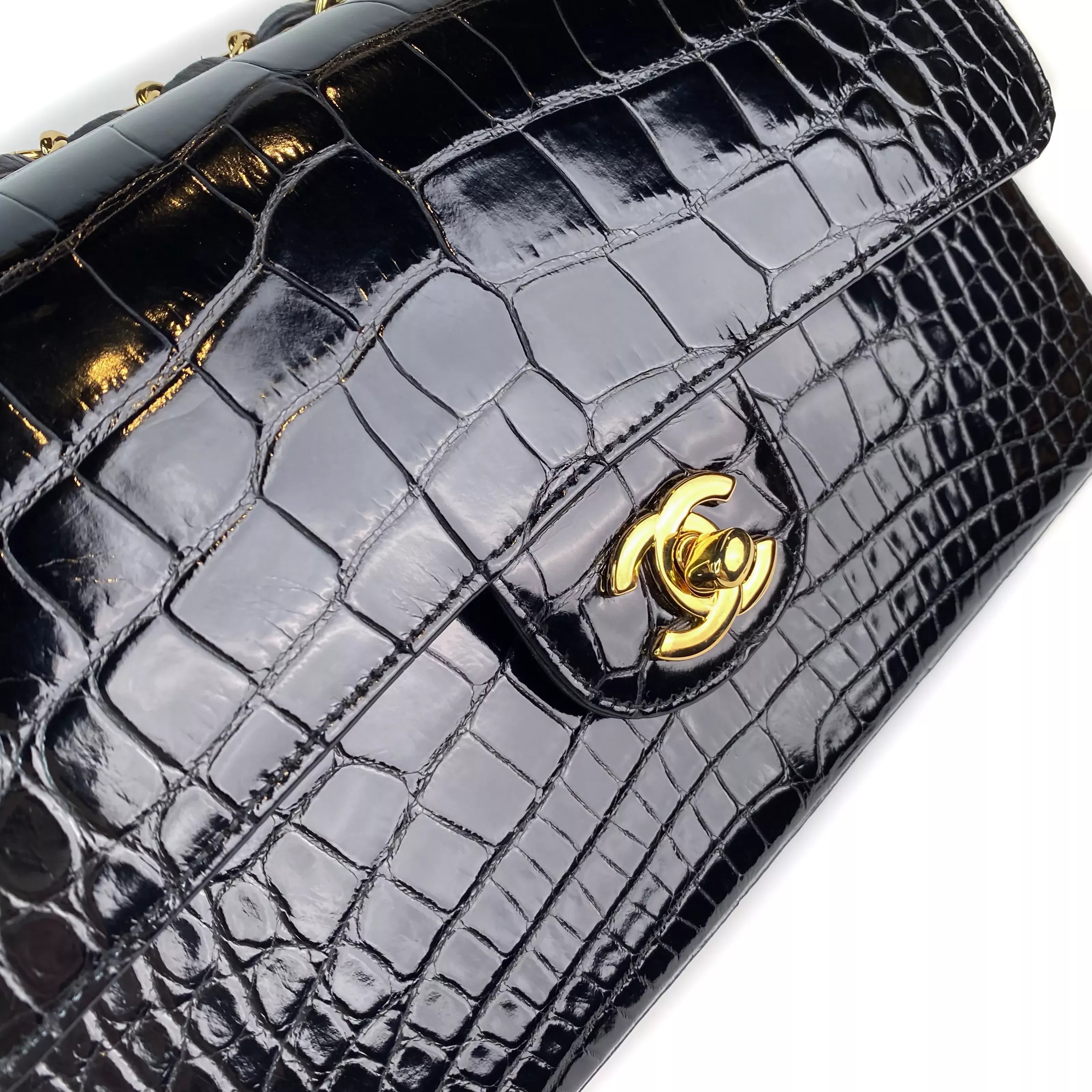 Chanel Timless Medium Double Flap in Black Alligator GHW 7