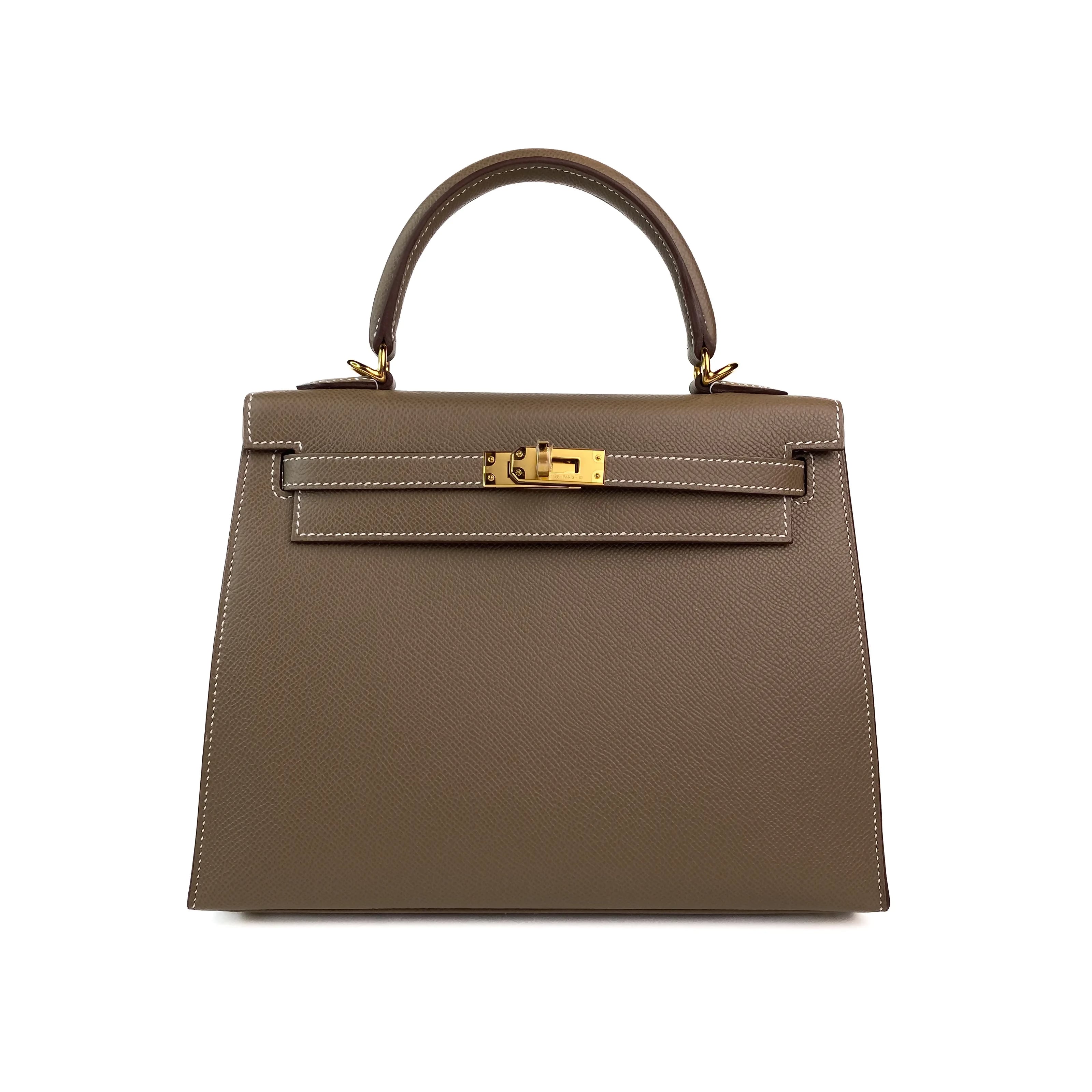 Hermes Kelly 25 in Etoupe Epsom Leather GHW 1