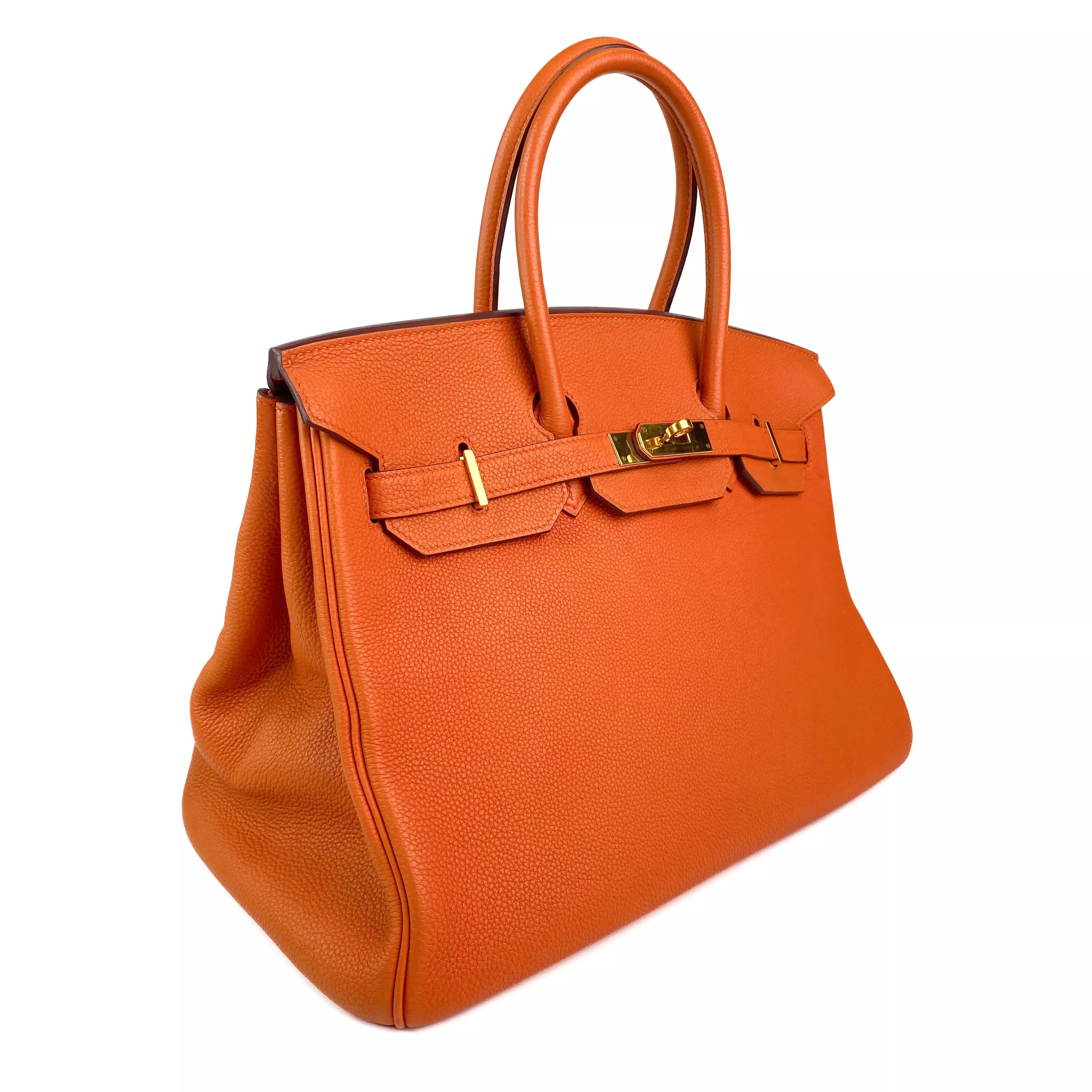 Hermes Birkin 35 in Orange Togo Leather GHW Left Side