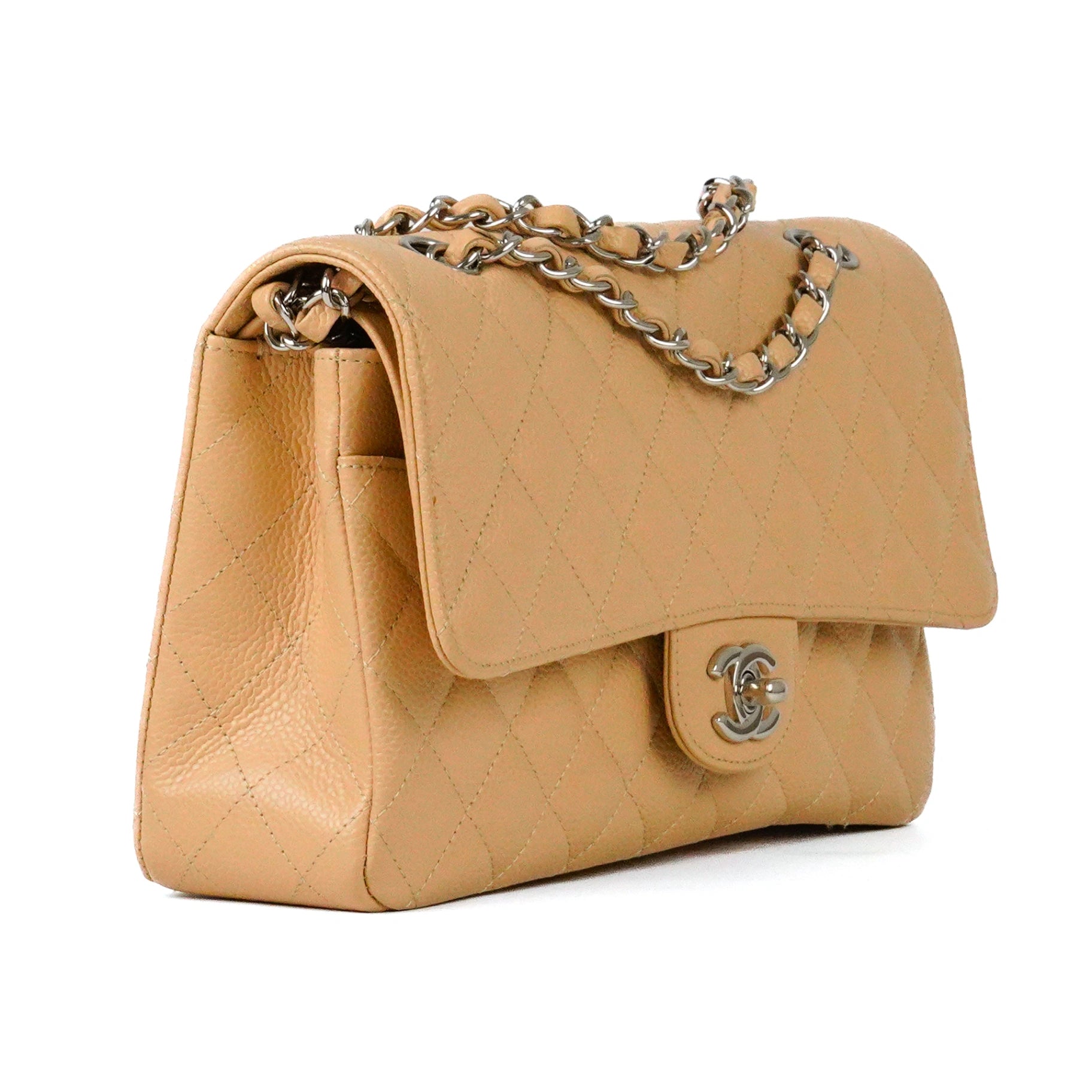 Chanel Timeless Classic in Beige Caviar Leather SHW