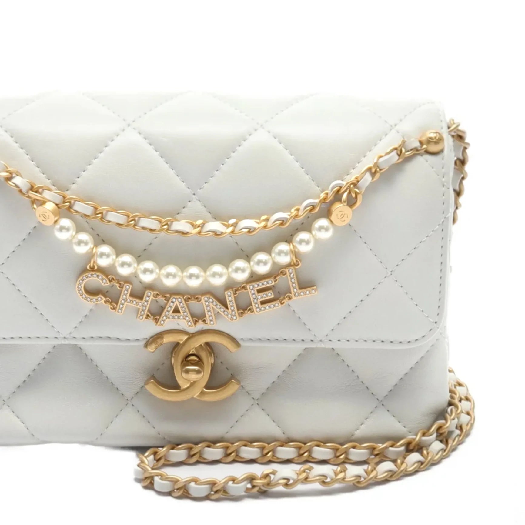 Chanel Mini Flap White Coco Pearl GHW