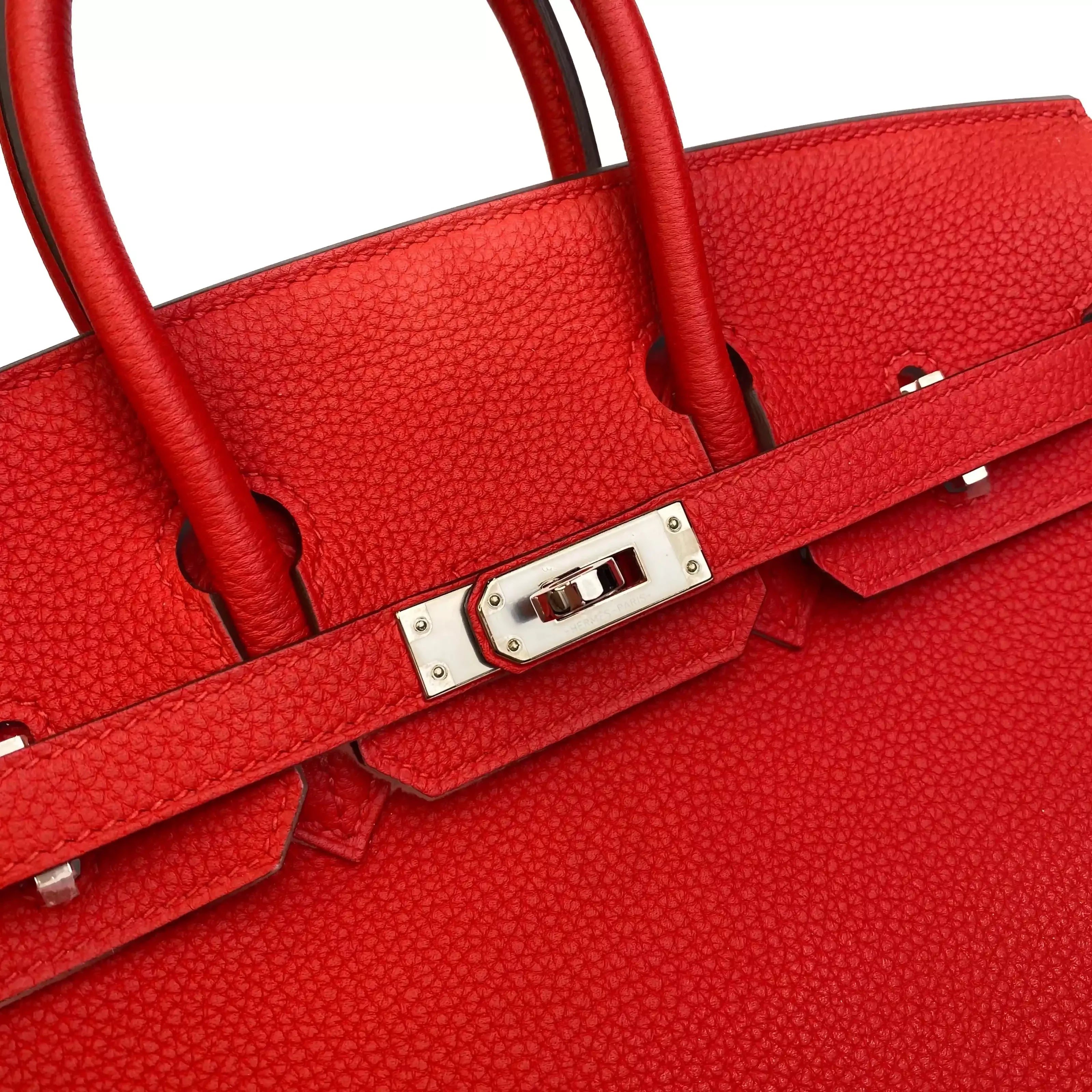 Hermes Birkin 25 in Rouge Casaque Togo Leather PHW 10