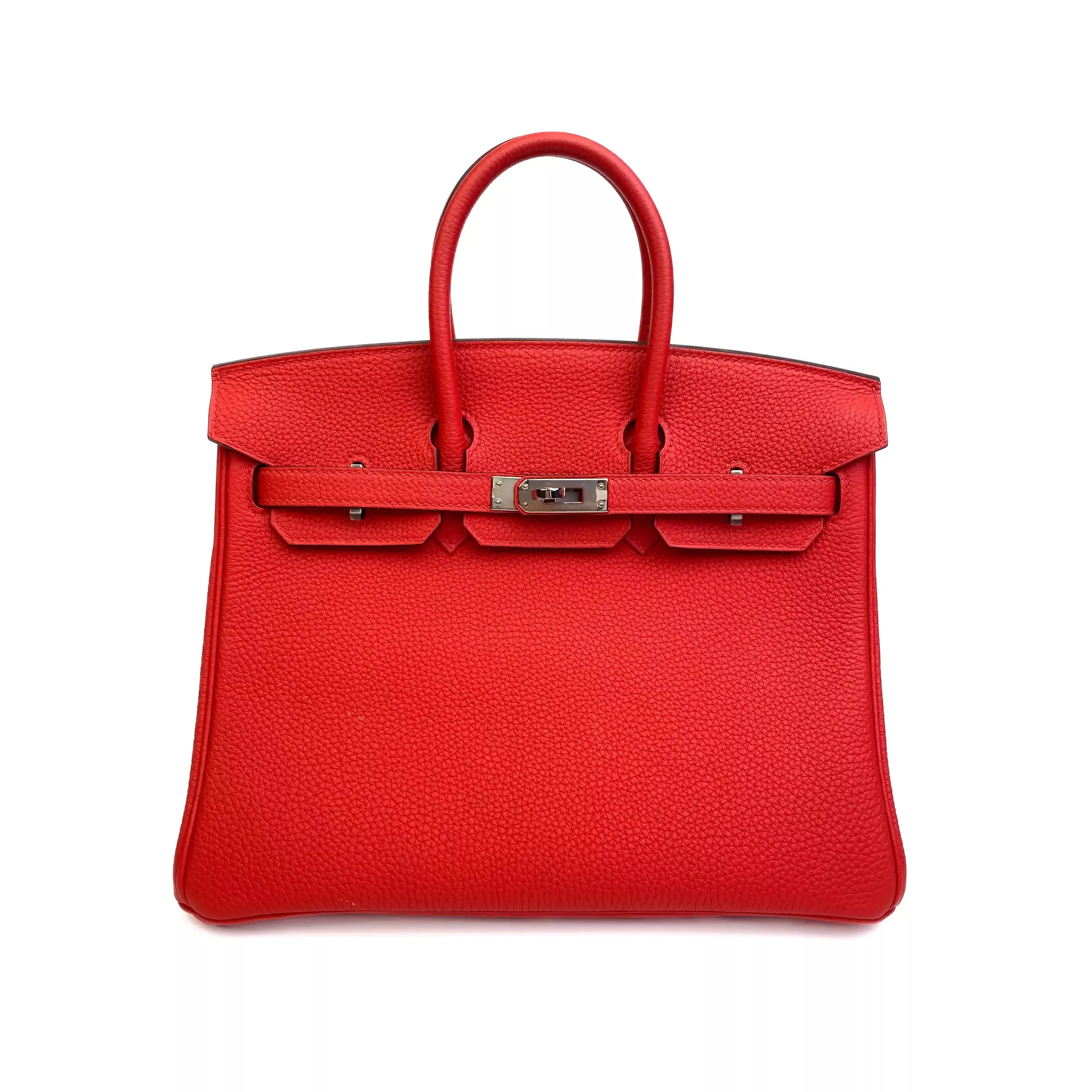Hermes Birkin 25 in Rouge Casaque Togo Leather PHW 1
