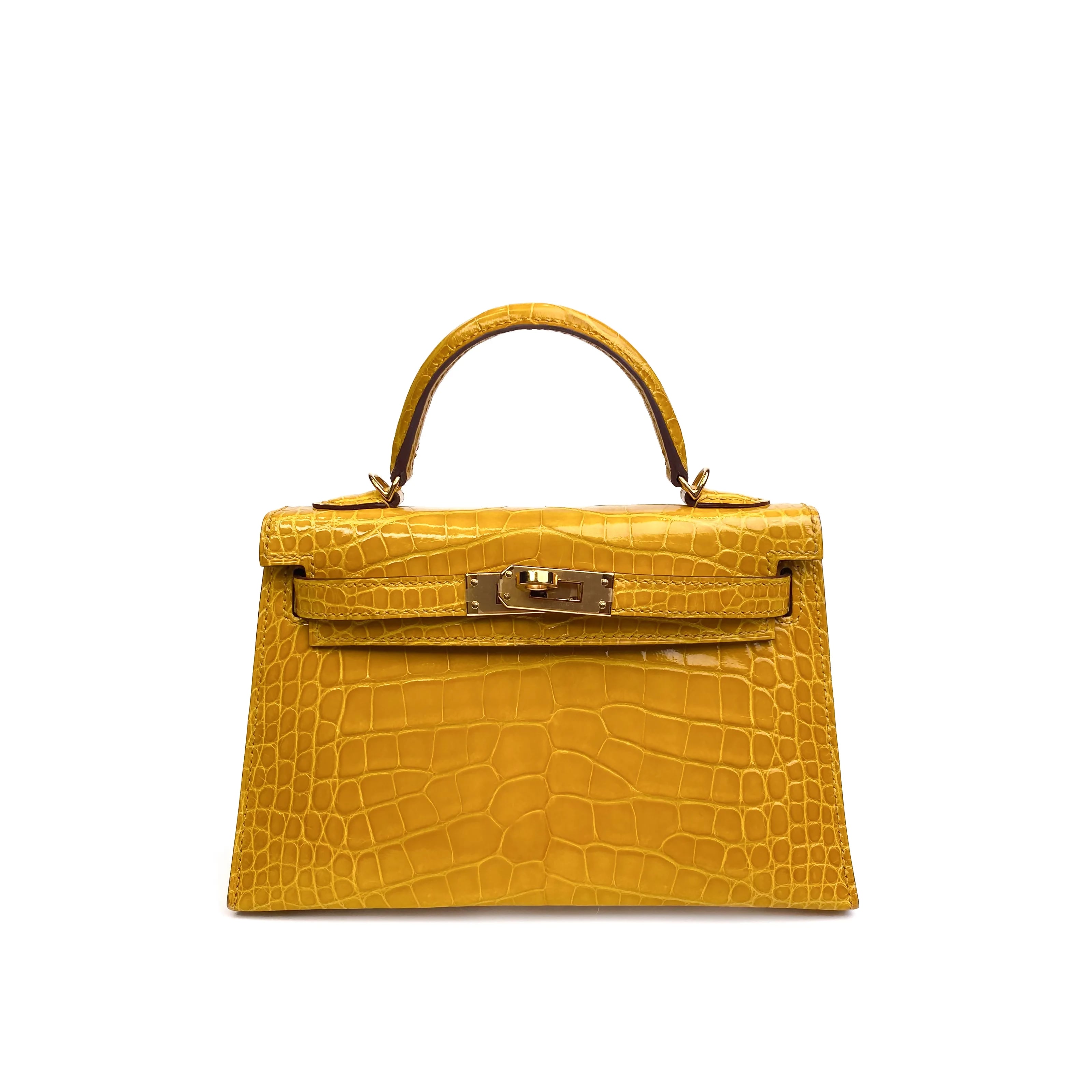 Hermes Kelly 20 Sellier Shiny Niloticus Croco Jaune D’Or GHW 1