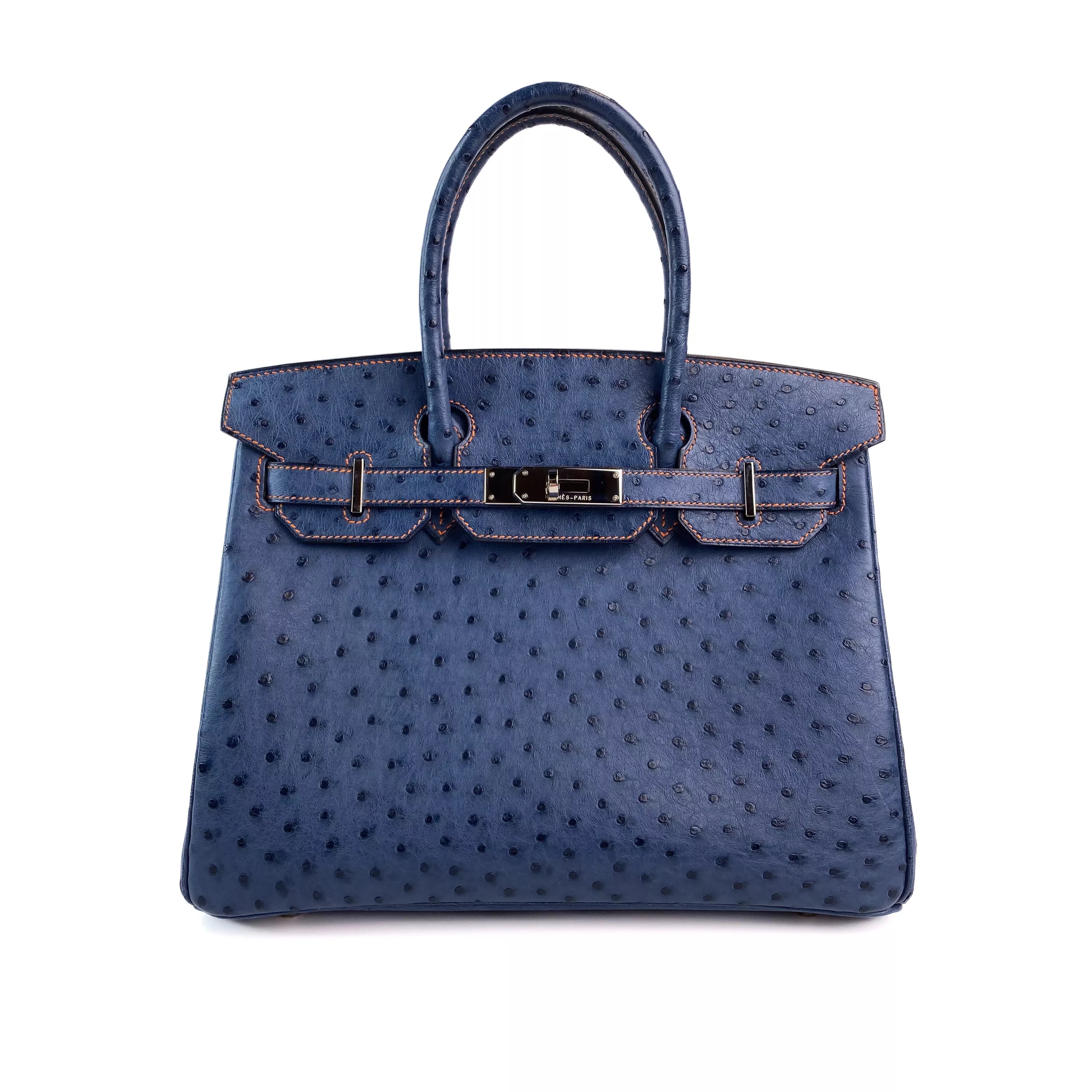 Hermes Birkin 30 in Bleu Roi Ostrich PHW 1