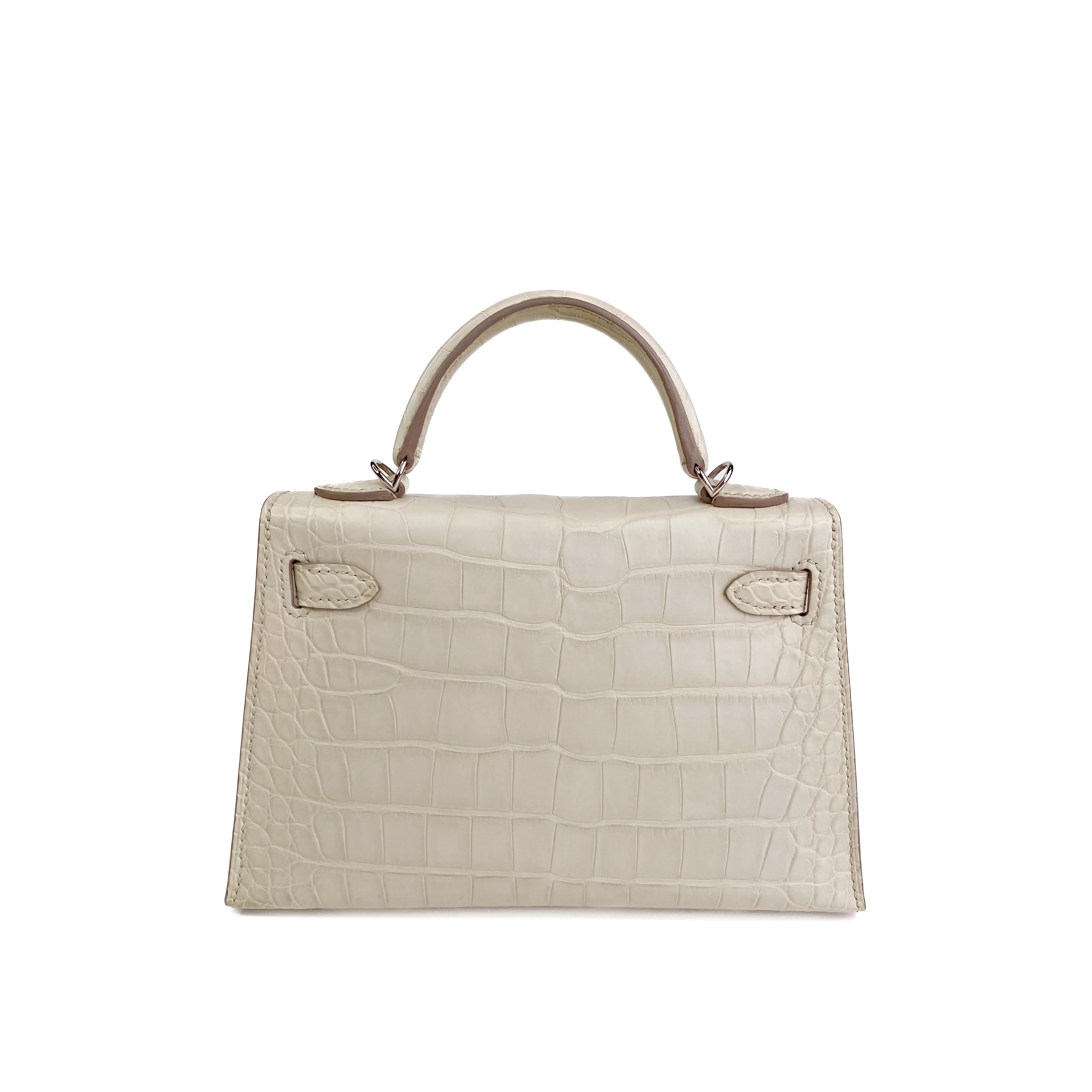 Hermes Mini Kelly Beton Matte Croco PHW Back