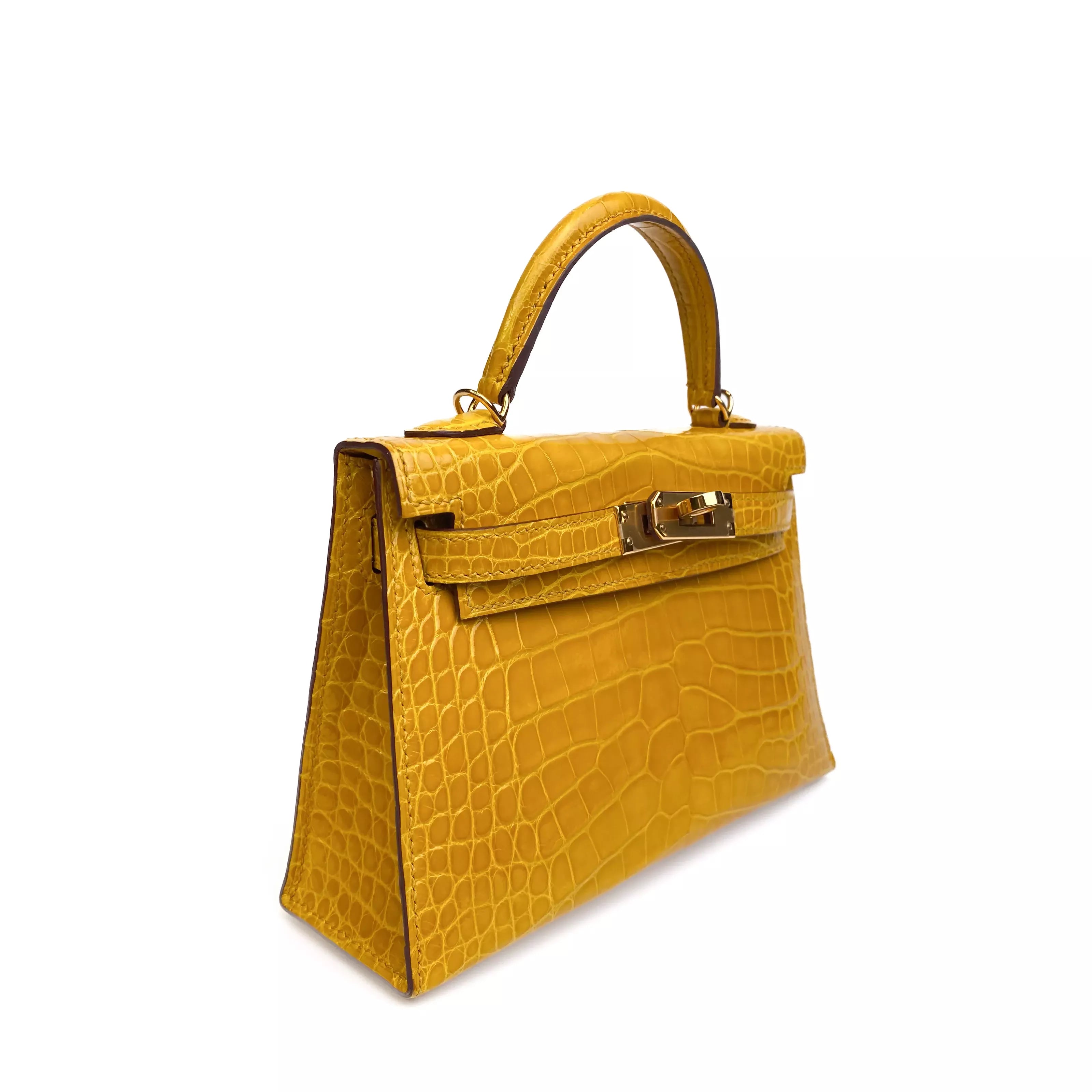 Hermes Kelly 20 Sellier Shiny Niloticus Croco Jaune D’Or GHW 2