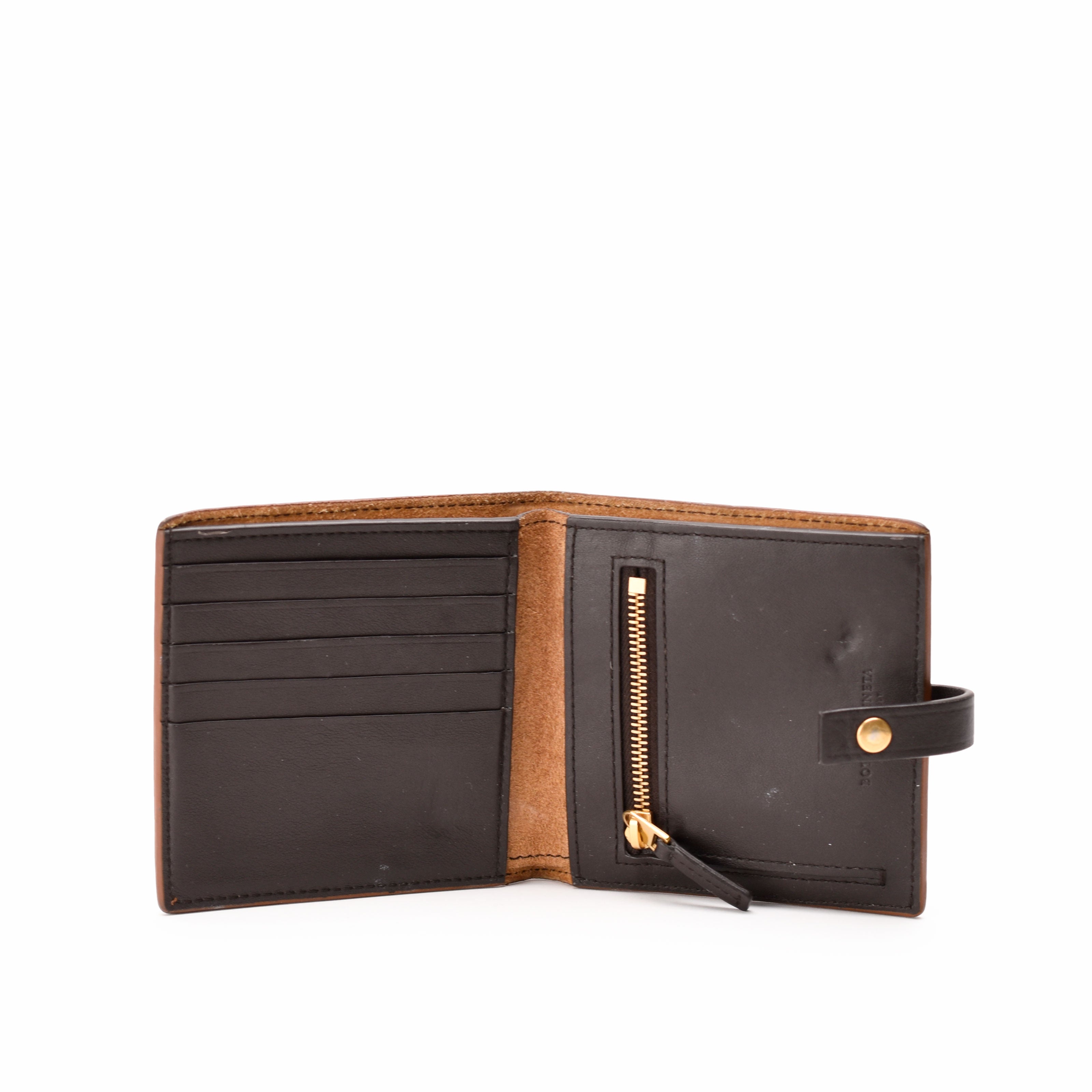 Bottega Veneta Brown Caramel Intreciatto Fold-Over Mini Wallet