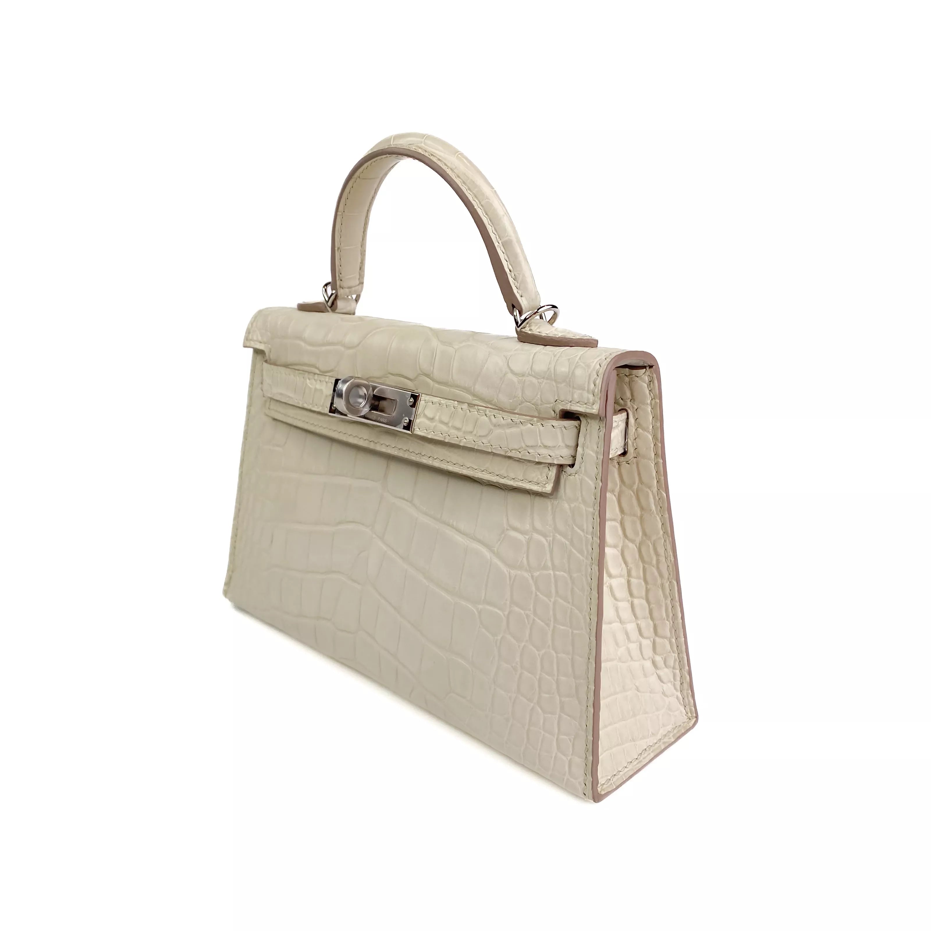 Hermes Mini Kelly Beton Matte Croco PHW Right