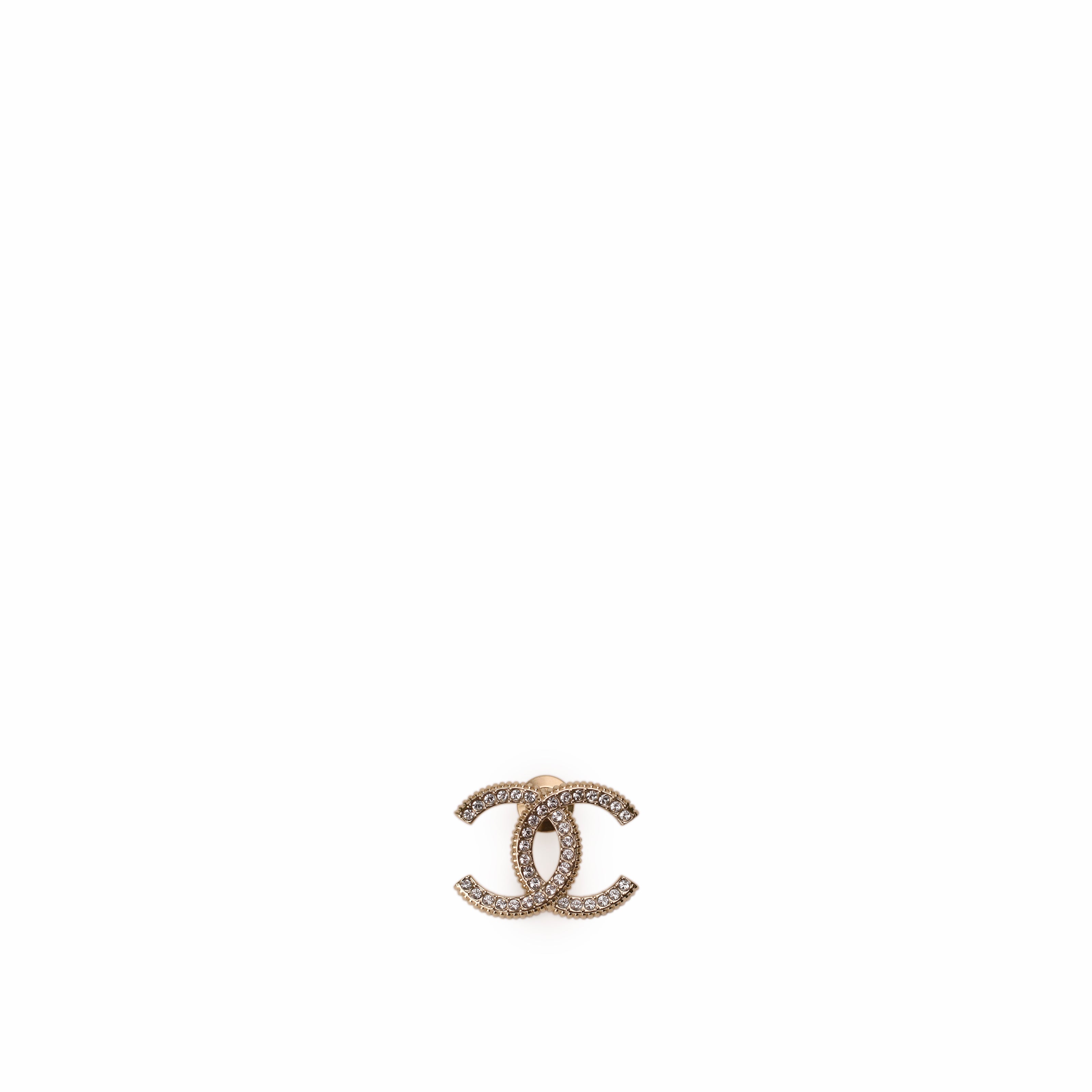 Chanel CC Crystal Champagne Pin Brooch
