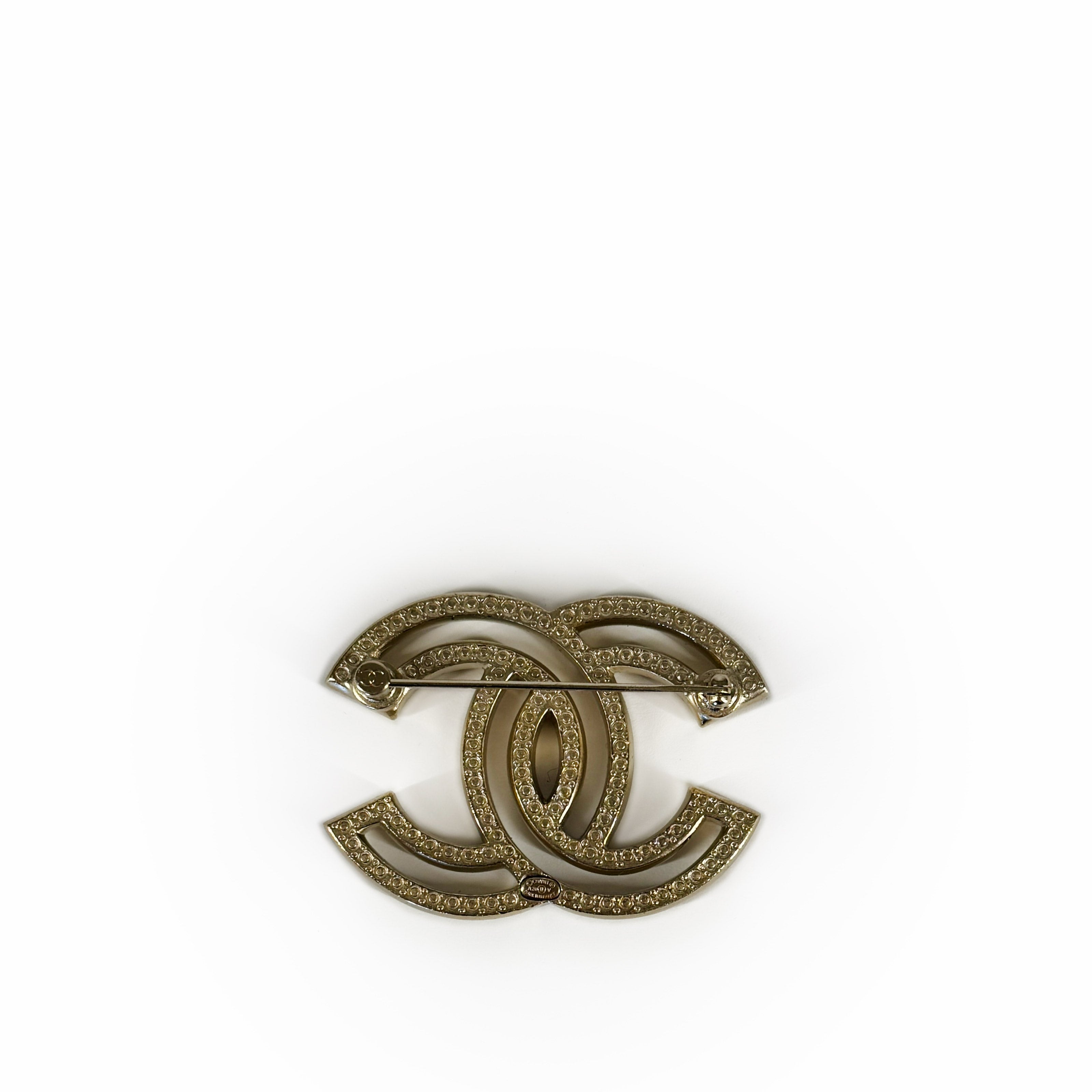 Chanel CC Champagne Small Crystals Brooch
