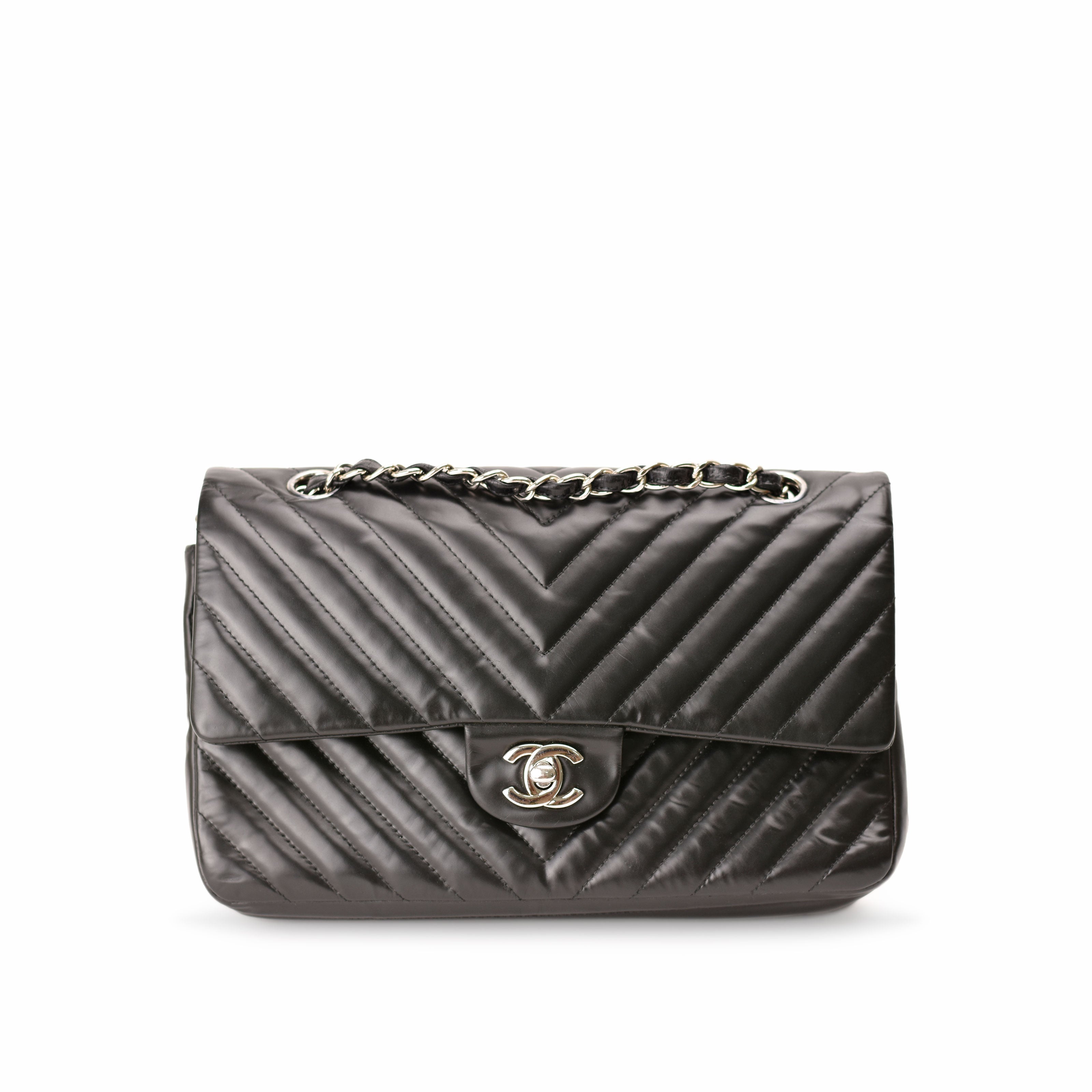 Chanel Timeless Medium Chevron Black Lambskin SHW