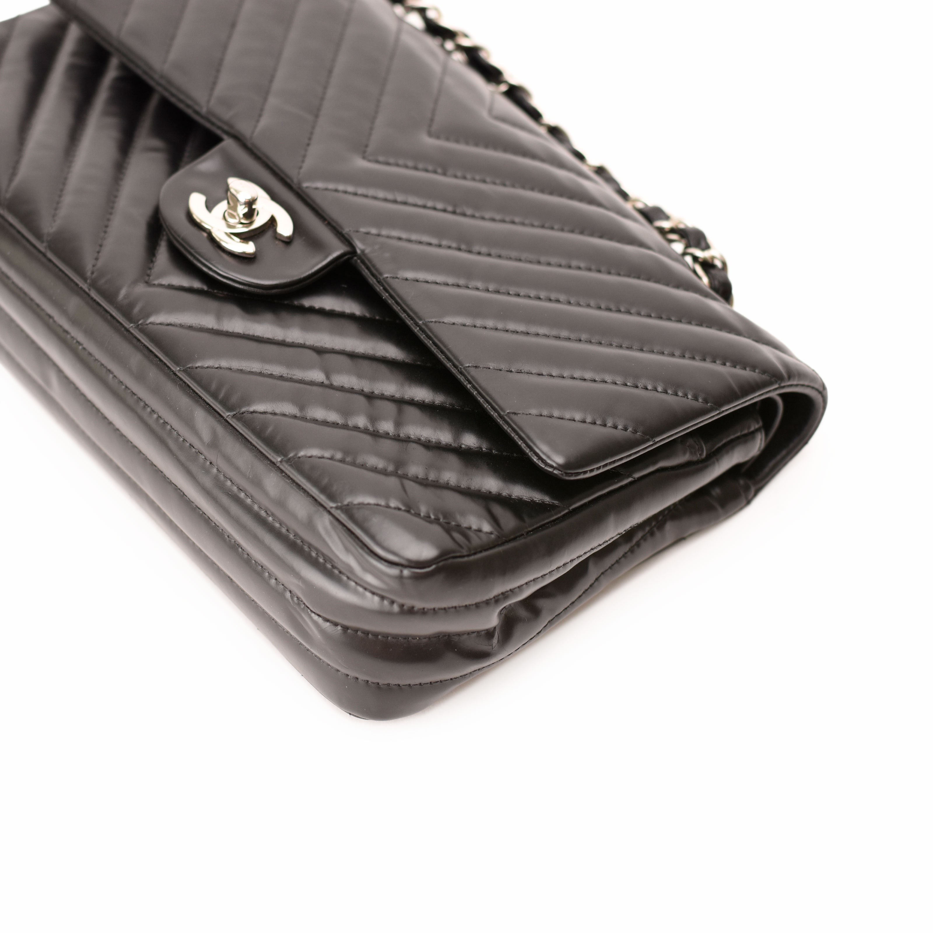 Chanel Timeless Medium Chevron Black Lambskin SHW