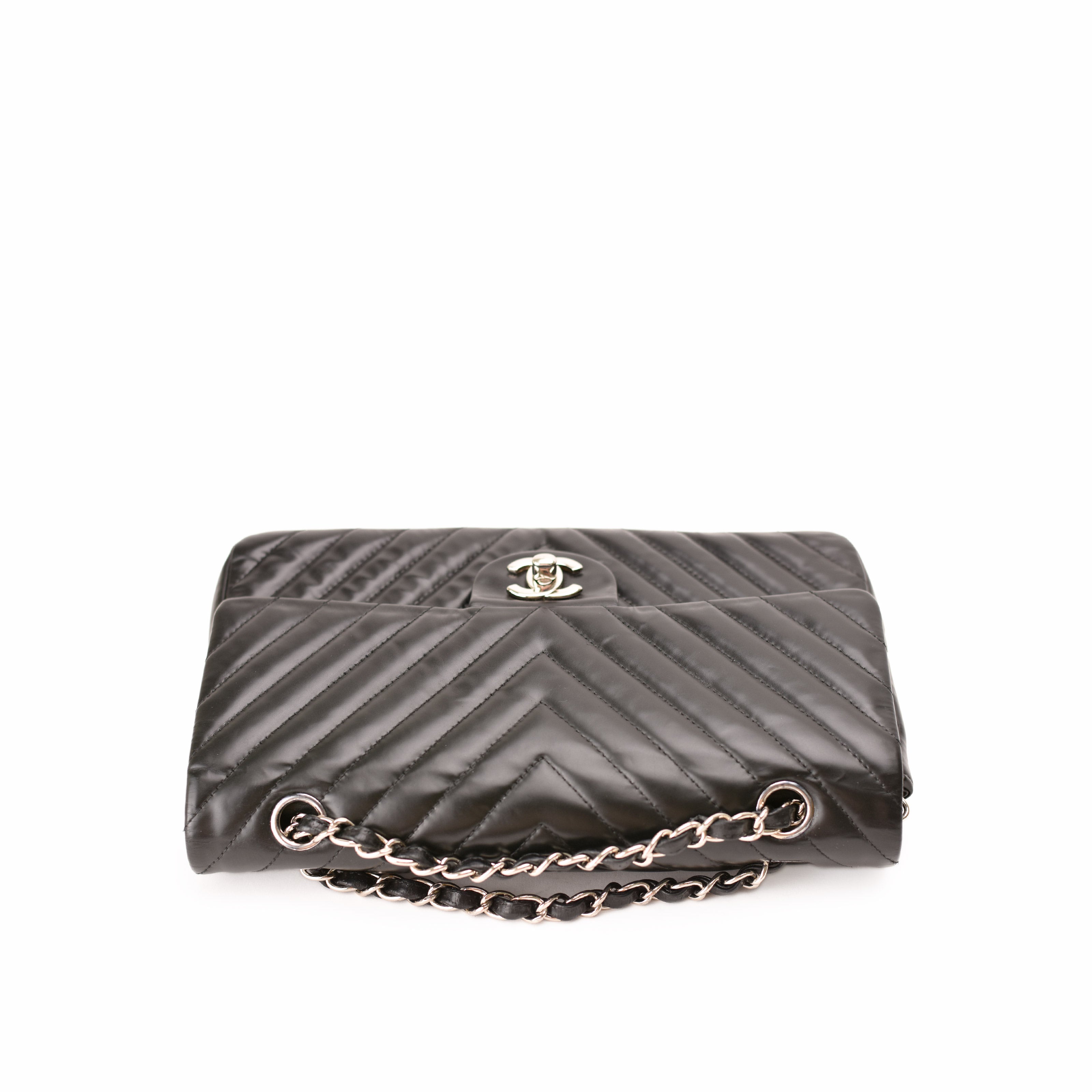 Chanel Timeless Medium Chevron Black Lambskin SHW